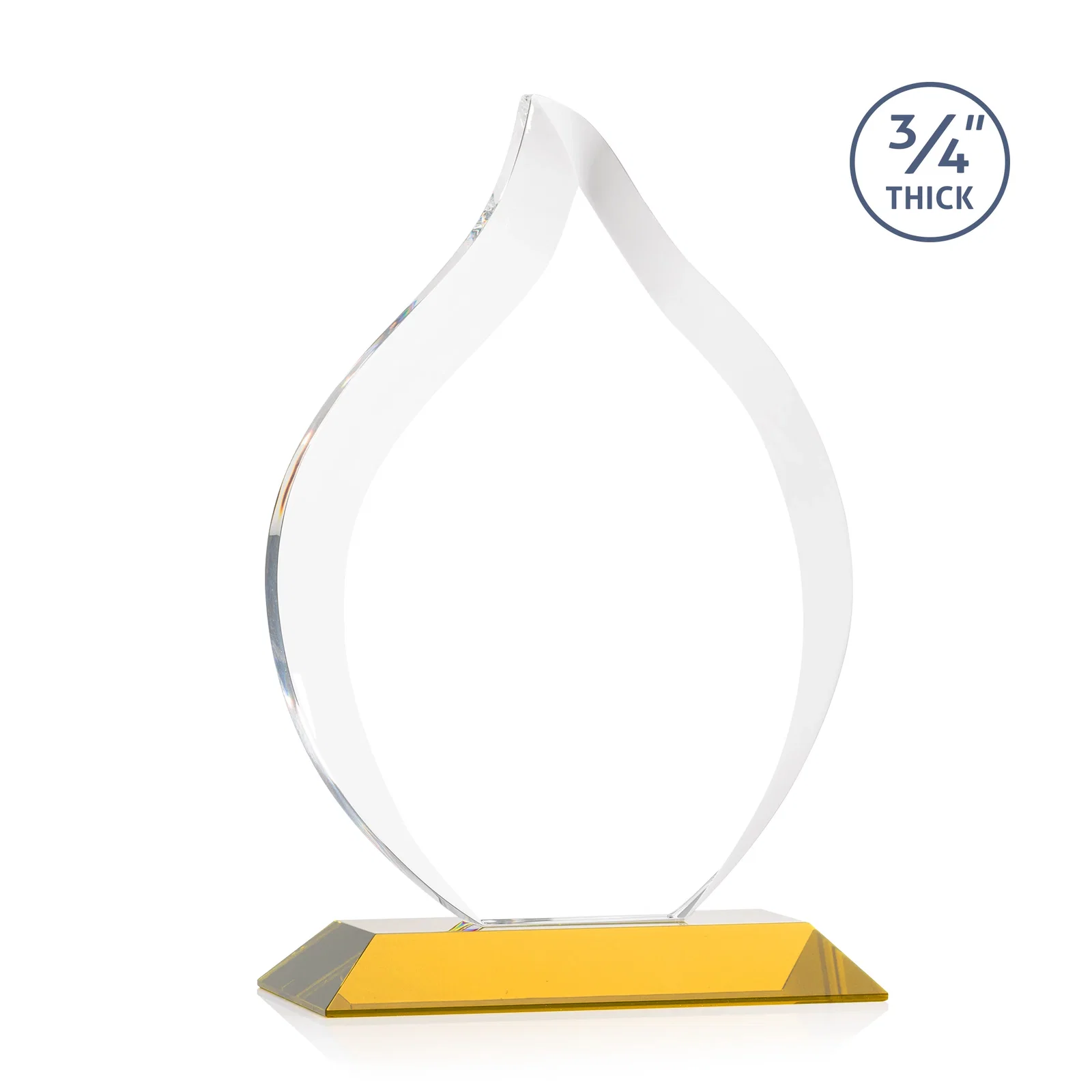 Custom Starfire Crystal Flame Award With A Mitered Base, with your logo for employee recognition