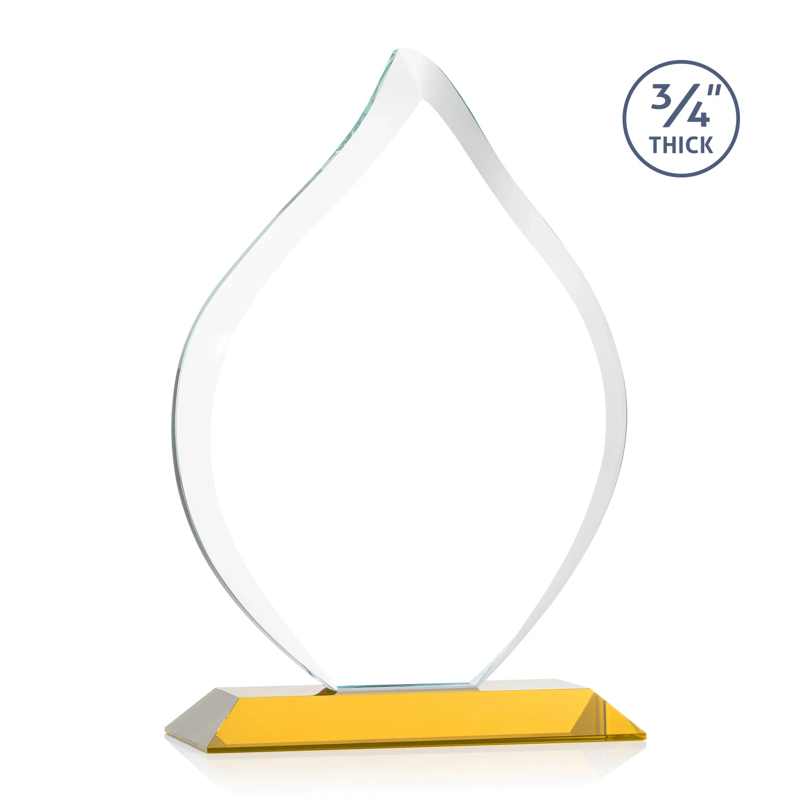Custom Starfire Crystal Flame Award With A Mitered Base, with your logo for corporate award ceremonies