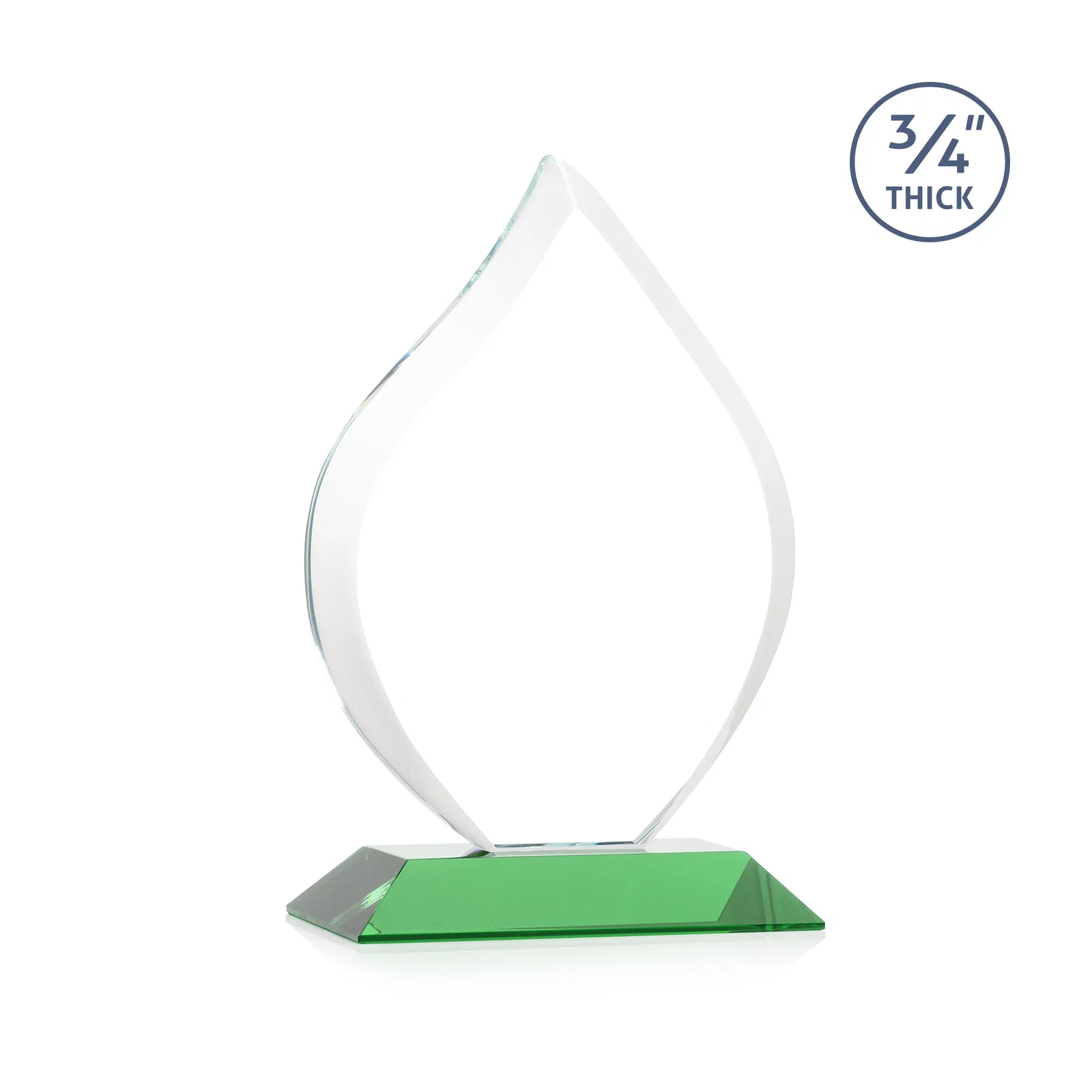 Custom Starfire Crystal Flame Award With A Mitered Base, with your logo for service anniversary gifts