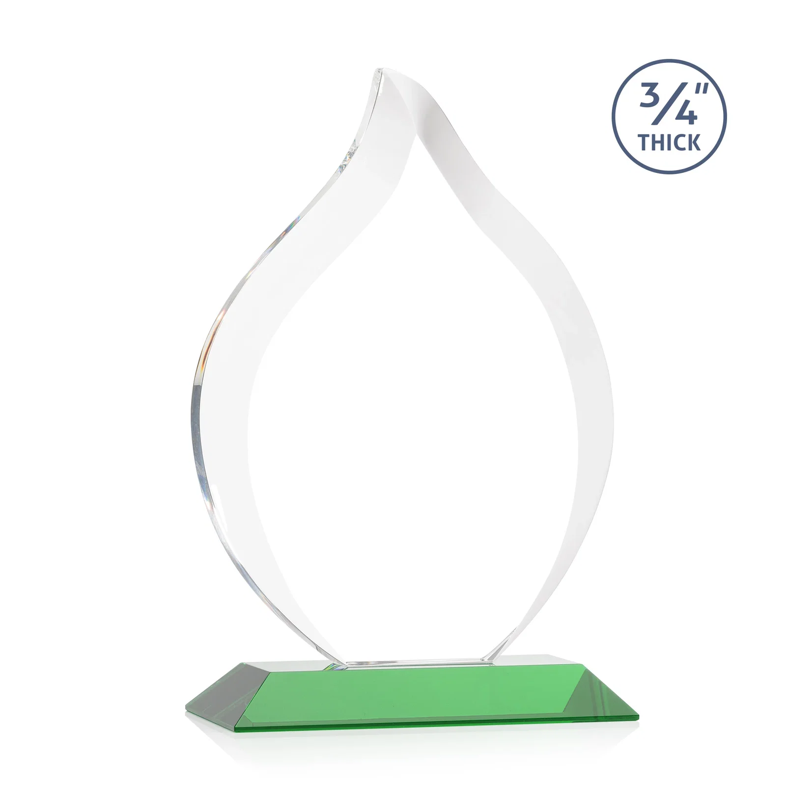 Custom Starfire Crystal Flame Award With A Mitered Base, with your logo for sales achievement awards