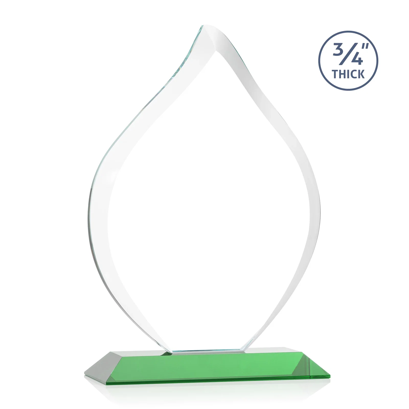Custom Starfire Crystal Flame Award With A Mitered Base, with your logo for retirement presentations