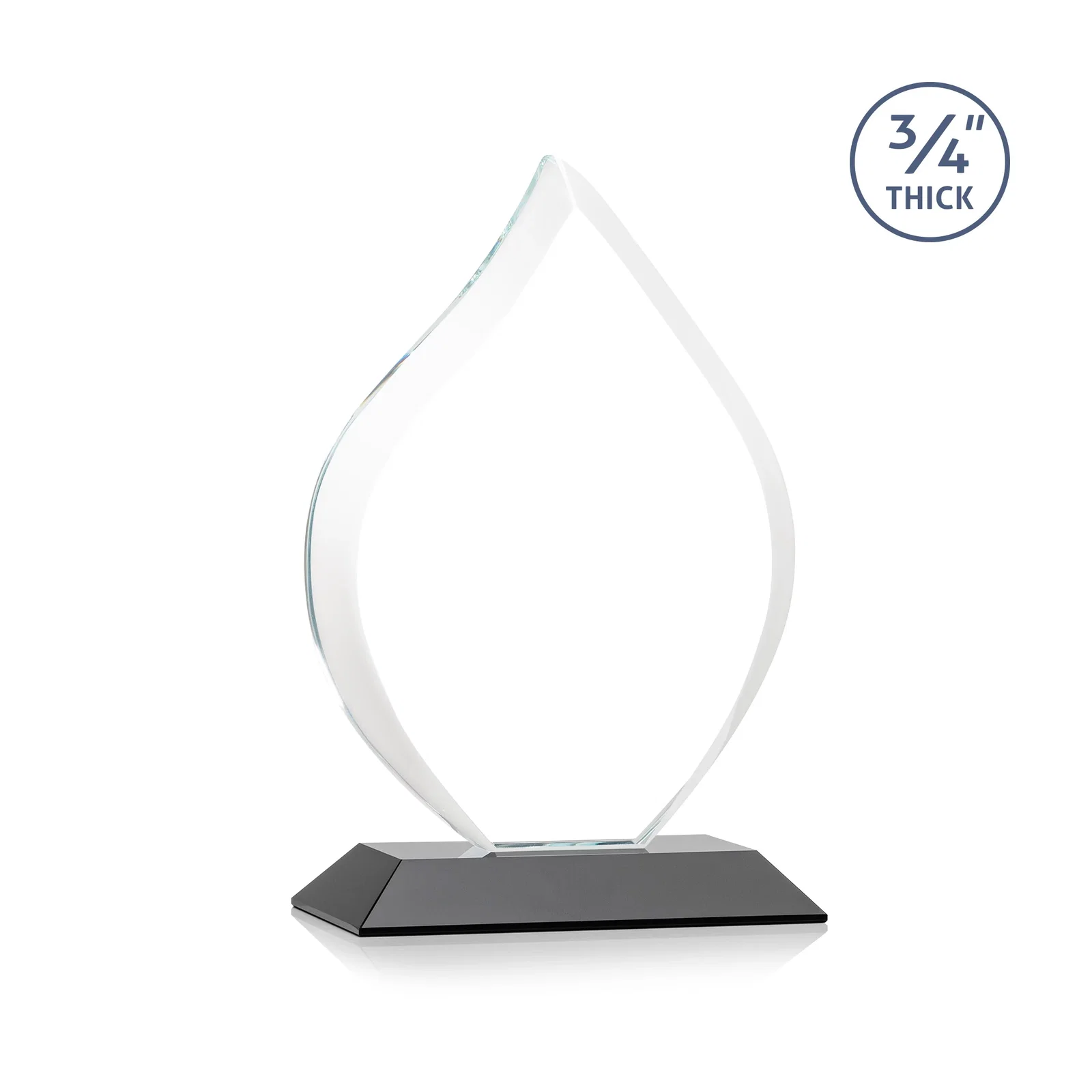 Custom Starfire Crystal Flame Award With A Mitered Base, with your logo for team milestone celebrations