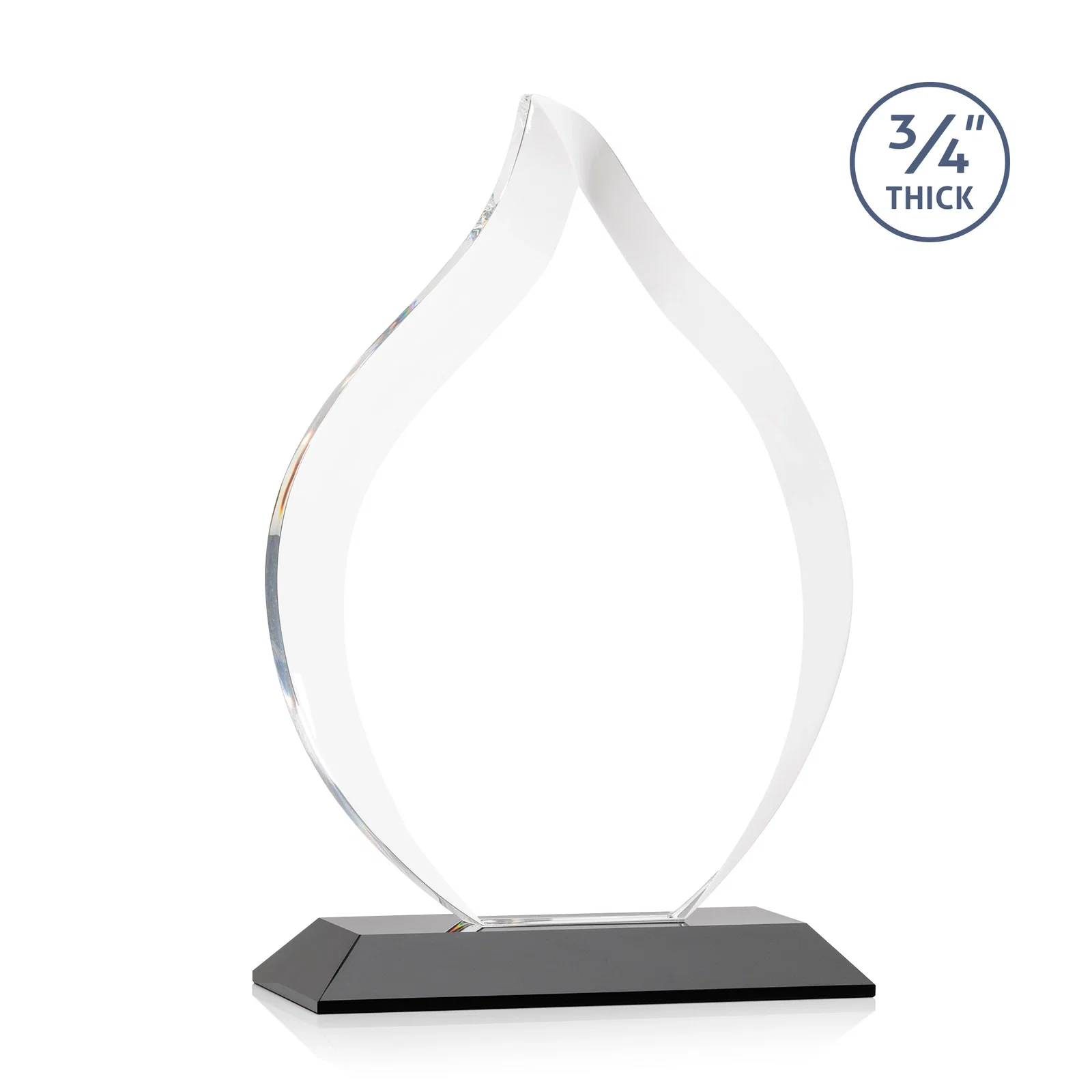 Custom Starfire Crystal Flame Award With A Mitered Base, with your logo for donor appreciation