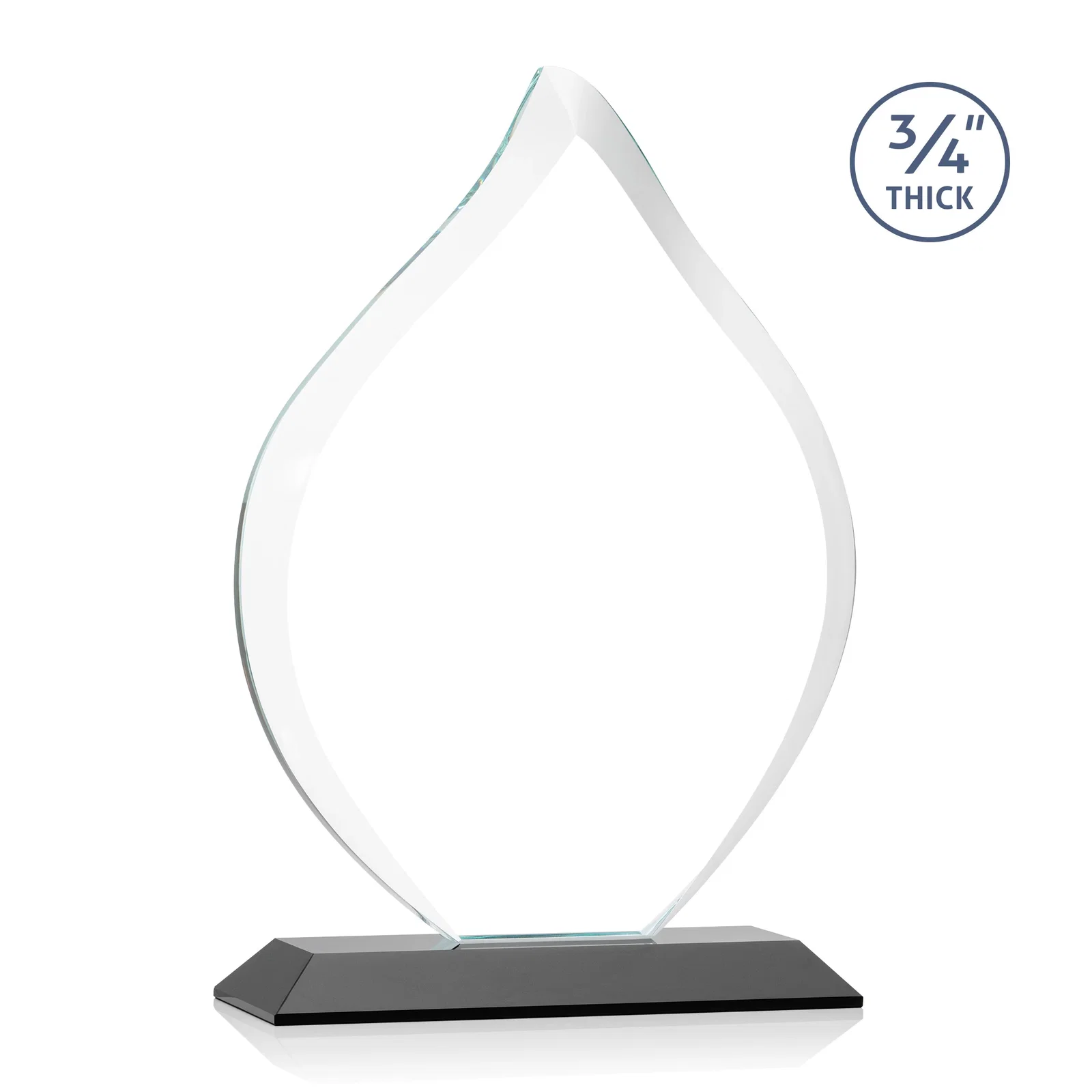 Custom Starfire Crystal Flame Award With A Mitered Base, with your logo for graduation ceremonies