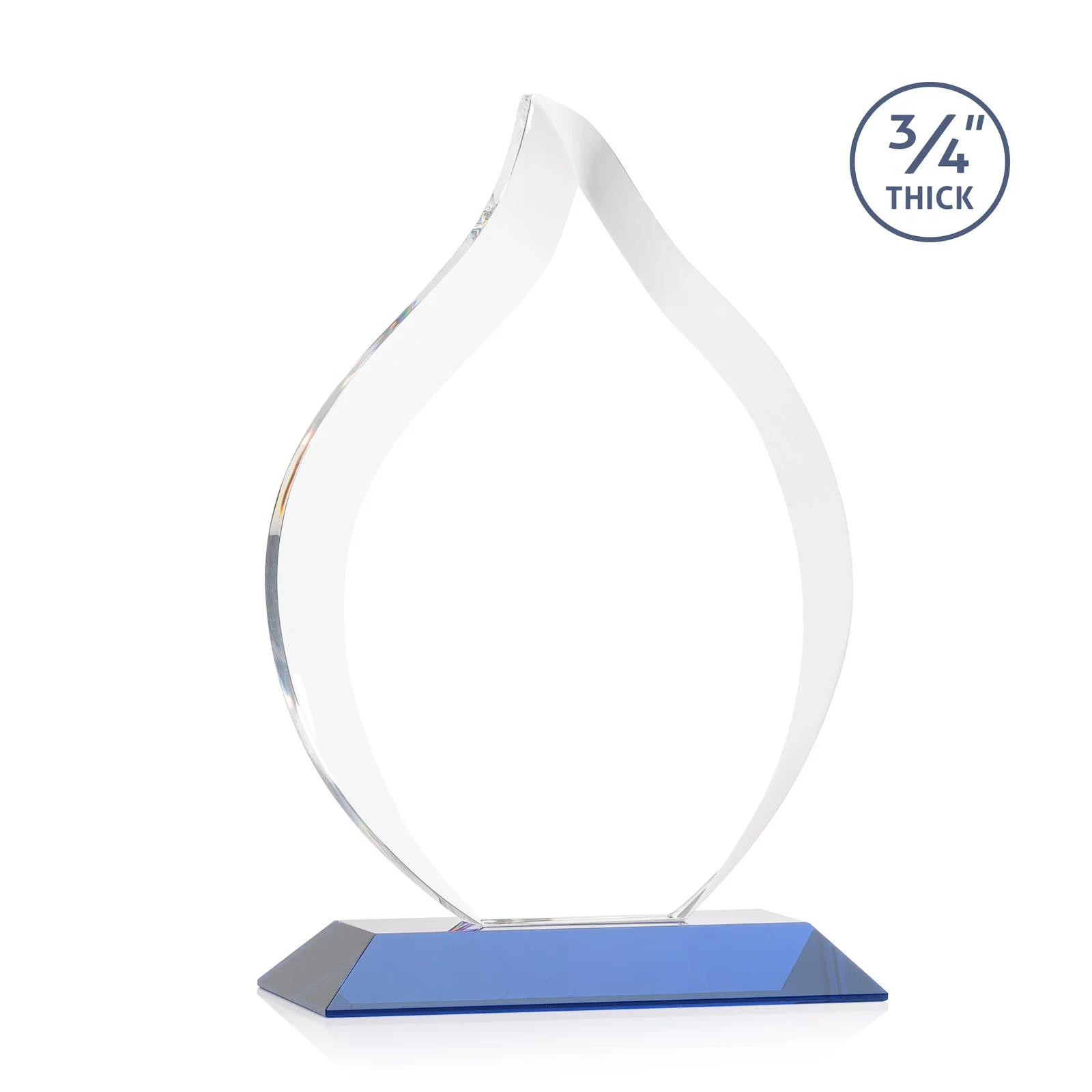 Custom Starfire Crystal Flame Award With A Mitered Base, with your logo for volunteer appreciation