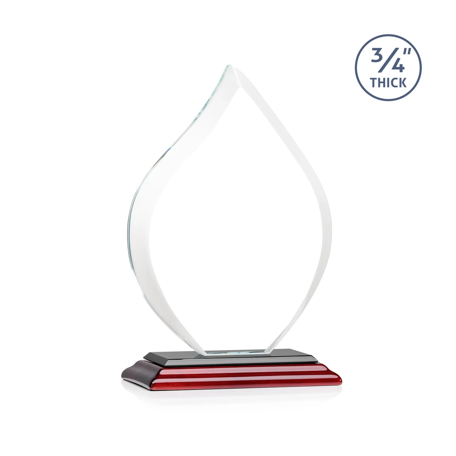 Custom Starfire Crystal Flame Award With A Mitered Base, with your logo for company anniversary events