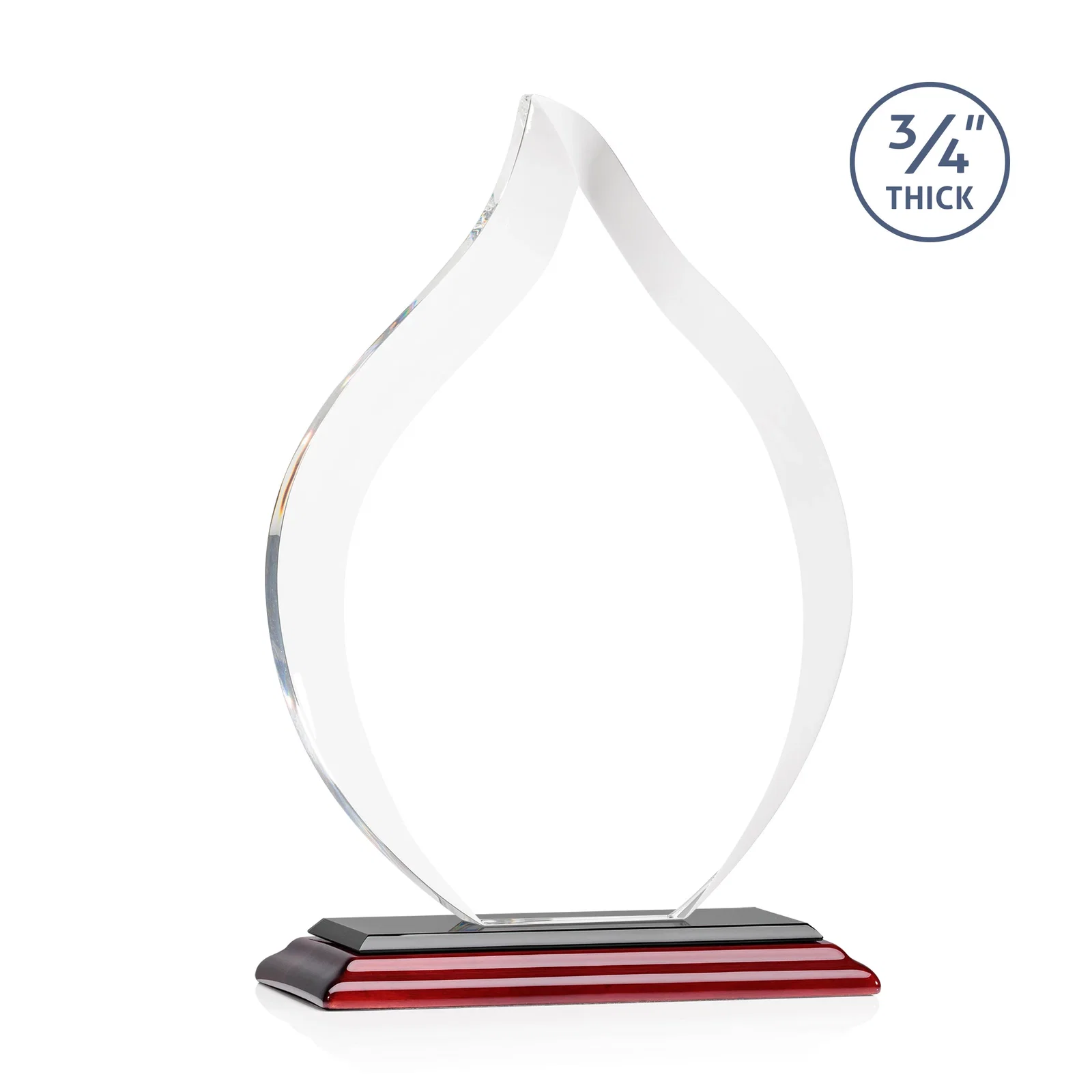 Personalized Starfire Crystal Flame Award With A Mitered Base, with your logo for employee recognition