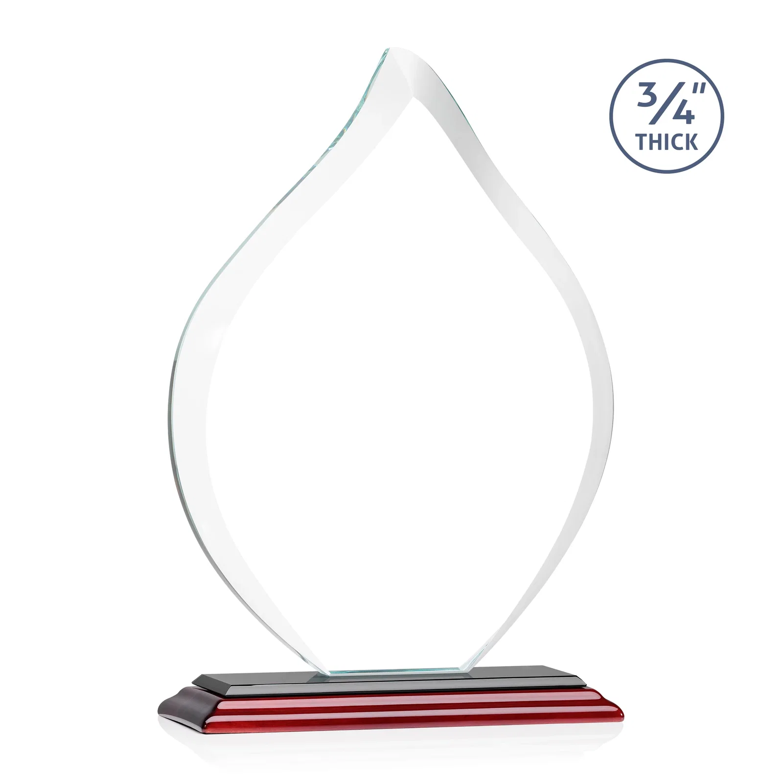 Personalized Starfire Crystal Flame Award With A Mitered Base, with your logo for corporate award ceremonies
