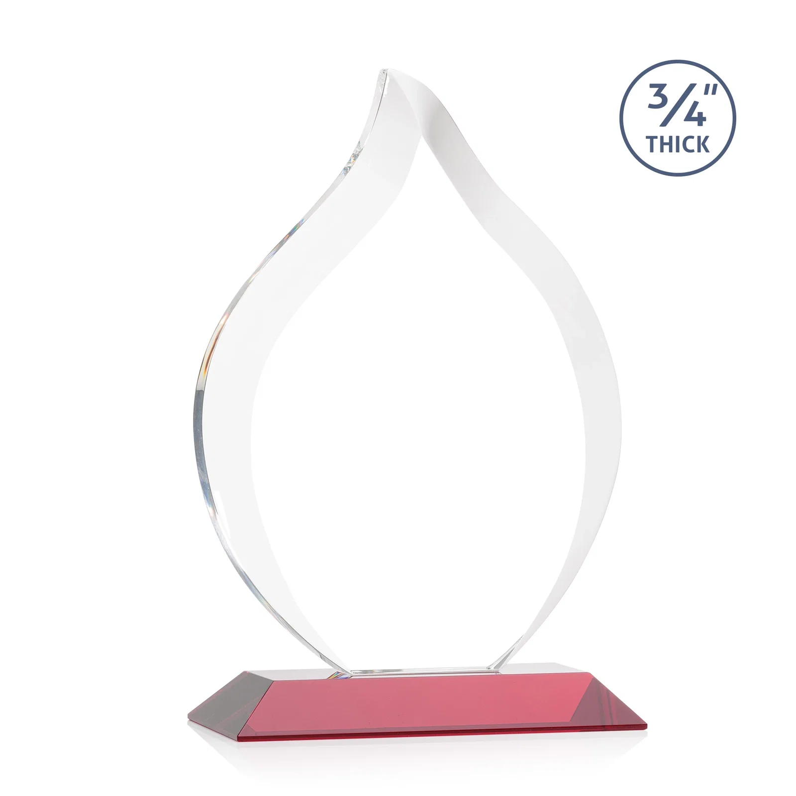 Personalized Starfire Crystal Flame Award With A Mitered Base, with your logo for sales achievement awards