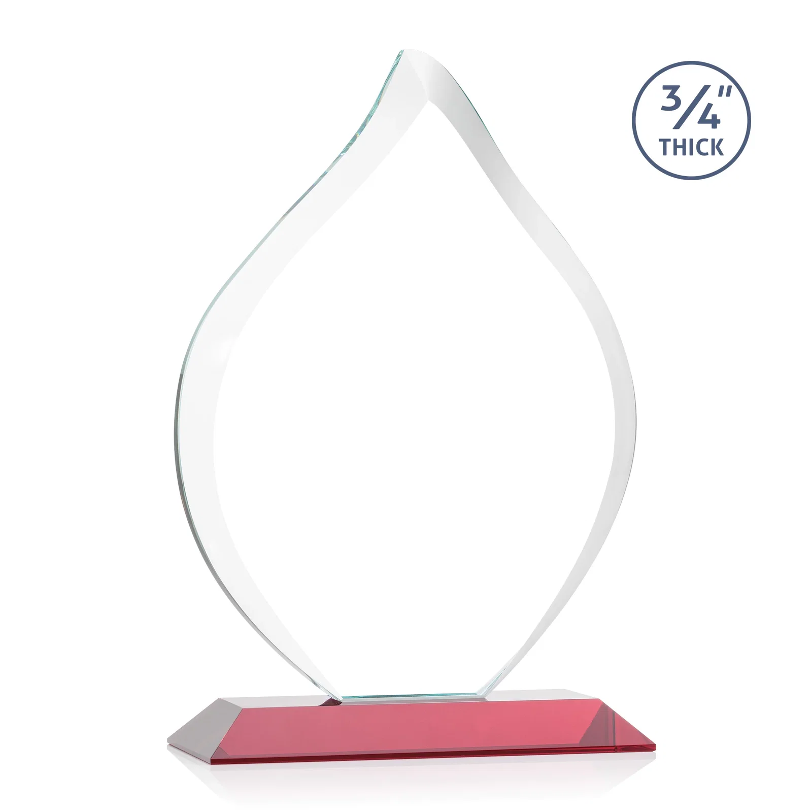 Personalized Starfire Crystal Flame Award With A Mitered Base, with your logo for retirement presentations