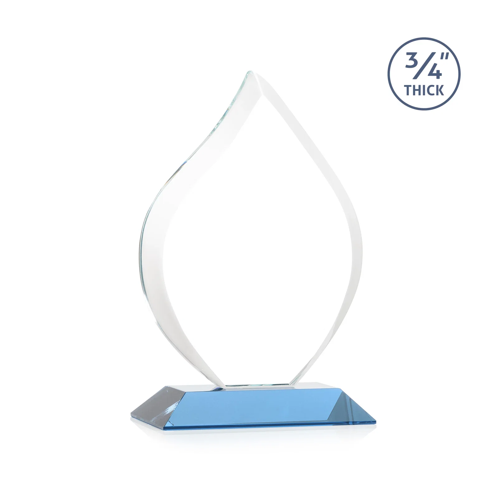 Personalized Starfire Crystal Flame Award With A Mitered Base, with your logo for team milestone celebrations
