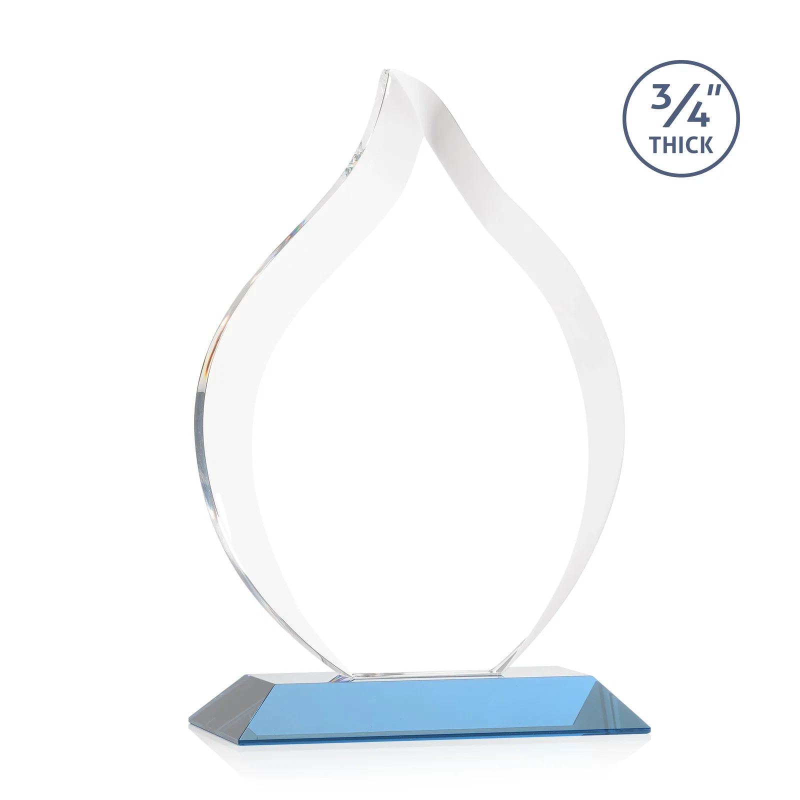 Personalized Starfire Crystal Flame Award With A Mitered Base, with your logo for donor appreciation