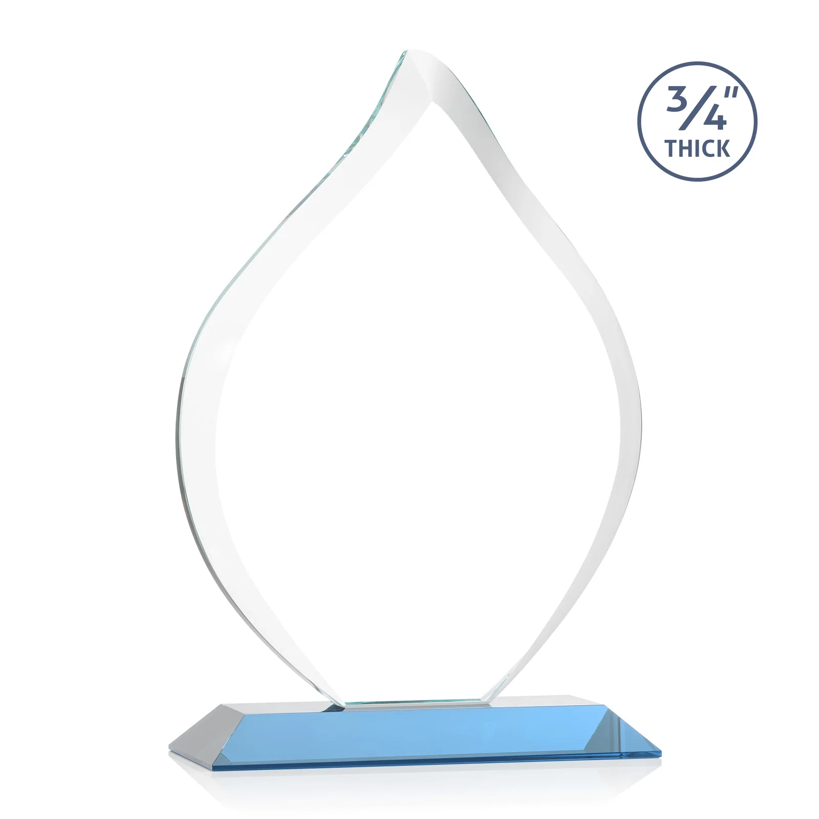 Personalized Starfire Crystal Flame Award With A Mitered Base, with your logo for graduation ceremonies