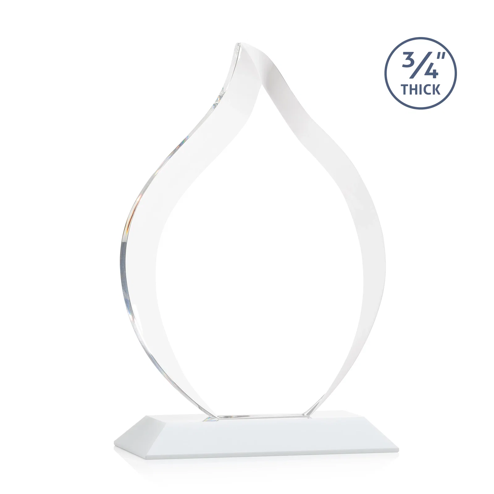 Personalized Starfire Crystal Flame Award With A Mitered Base, with your logo for volunteer appreciation