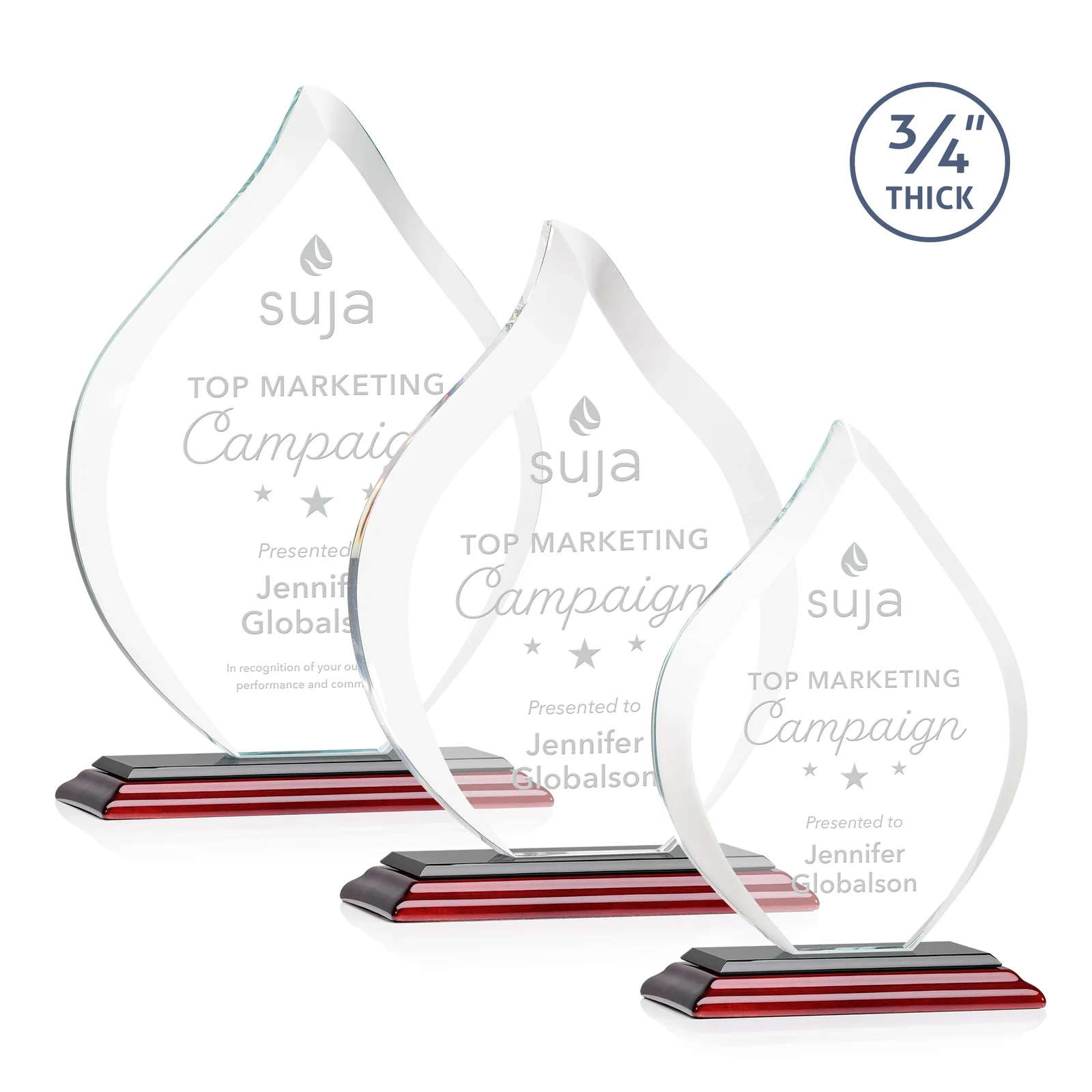 Promotional Starfire Crystal Flame Award With A Mitered Base for corporate award ceremonies