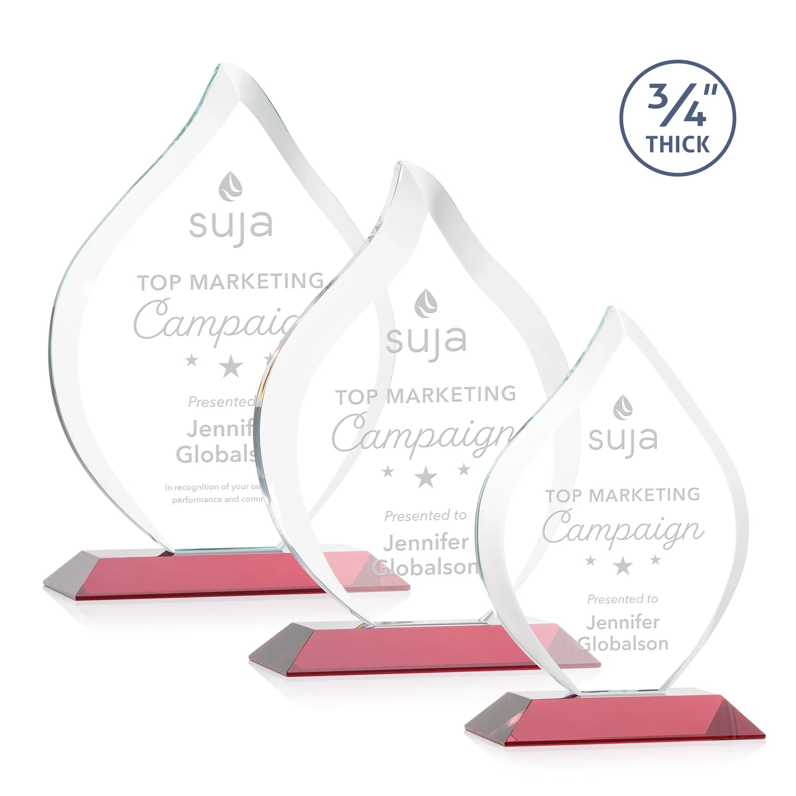 Promotional Starfire Crystal Flame Award With A Mitered Base for team milestone celebrations