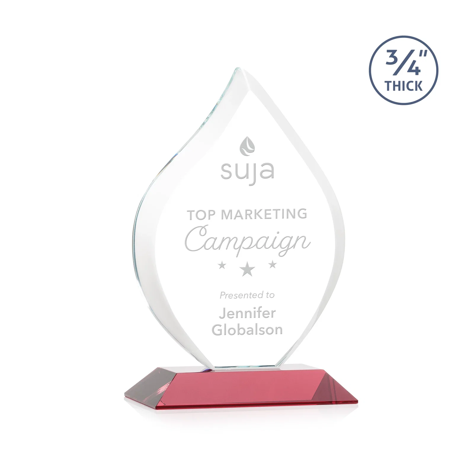 Promotional Starfire Crystal Flame Award With A Mitered Base for donor appreciation