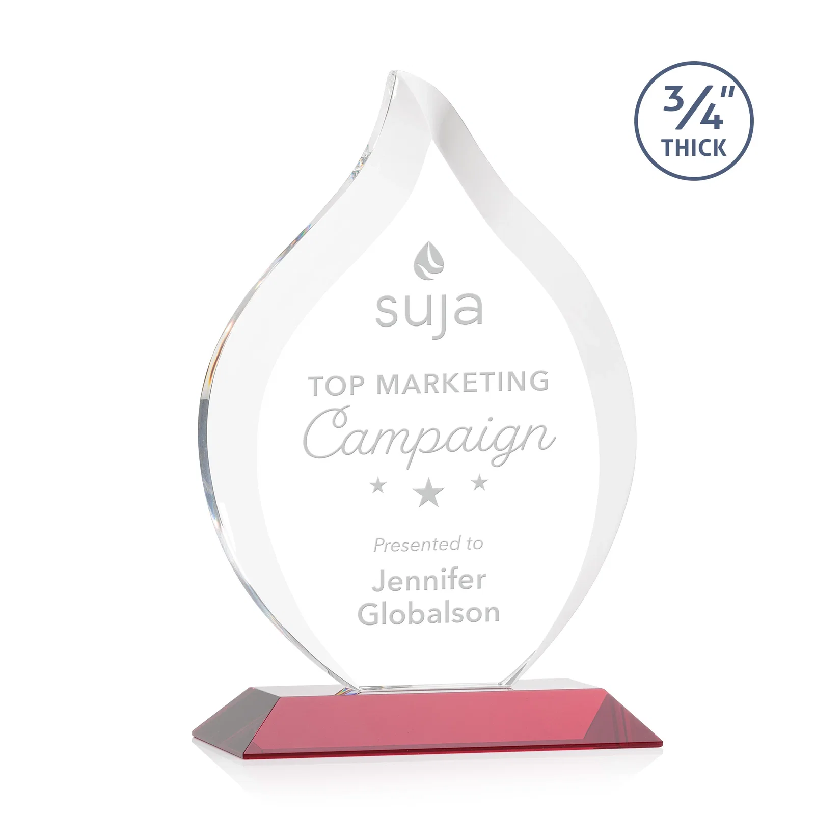 Promotional Starfire Crystal Flame Award With A Mitered Base for graduation ceremonies