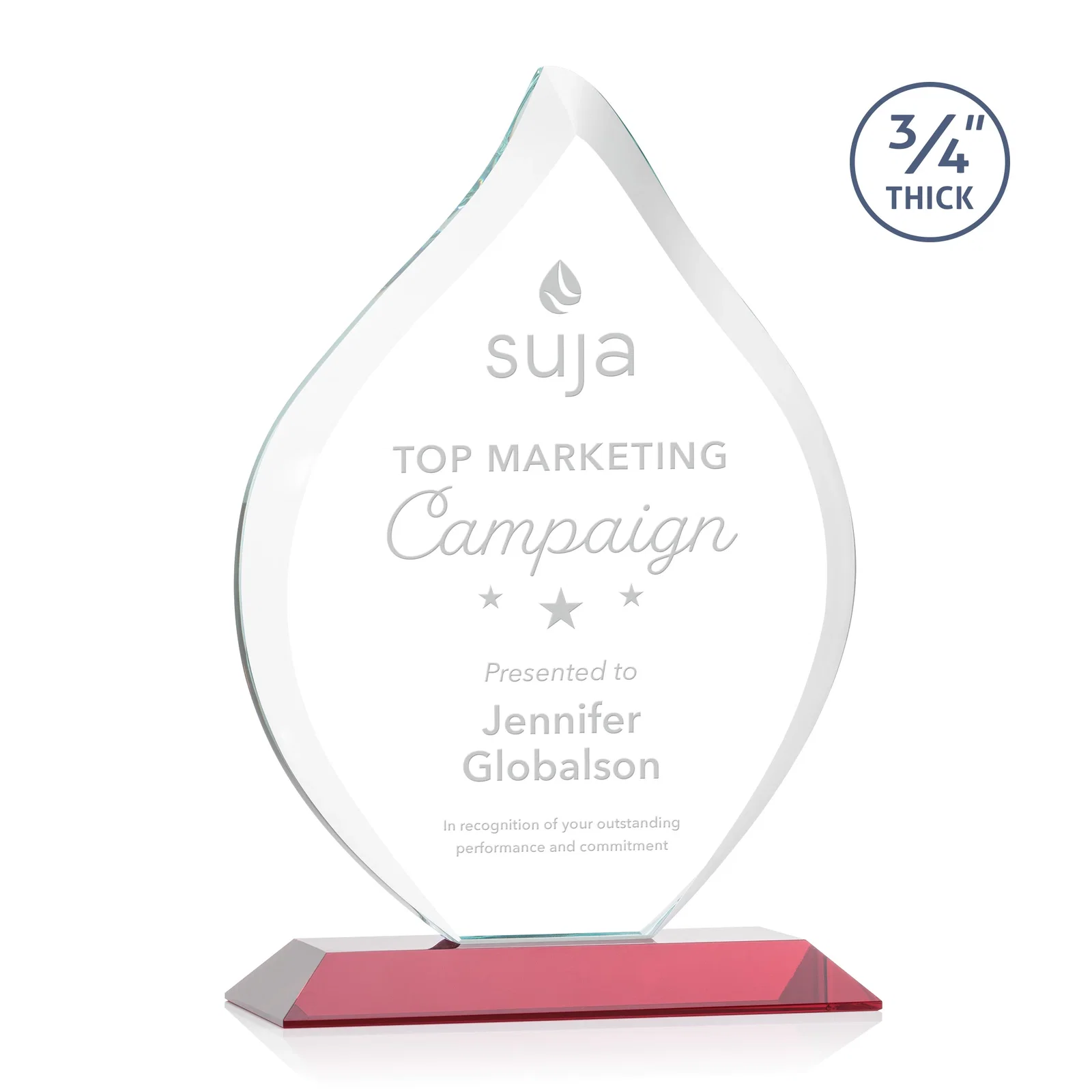 Promotional Starfire Crystal Flame Award With A Mitered Base for safety achievement programs