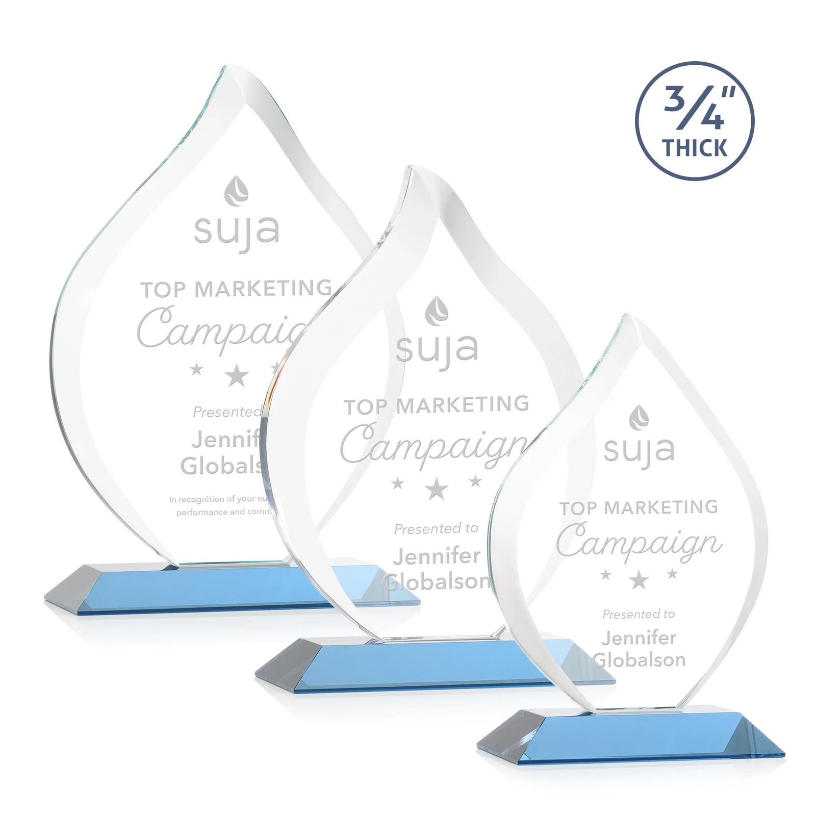 Promotional Starfire Crystal Flame Award With A Mitered Base for volunteer appreciation