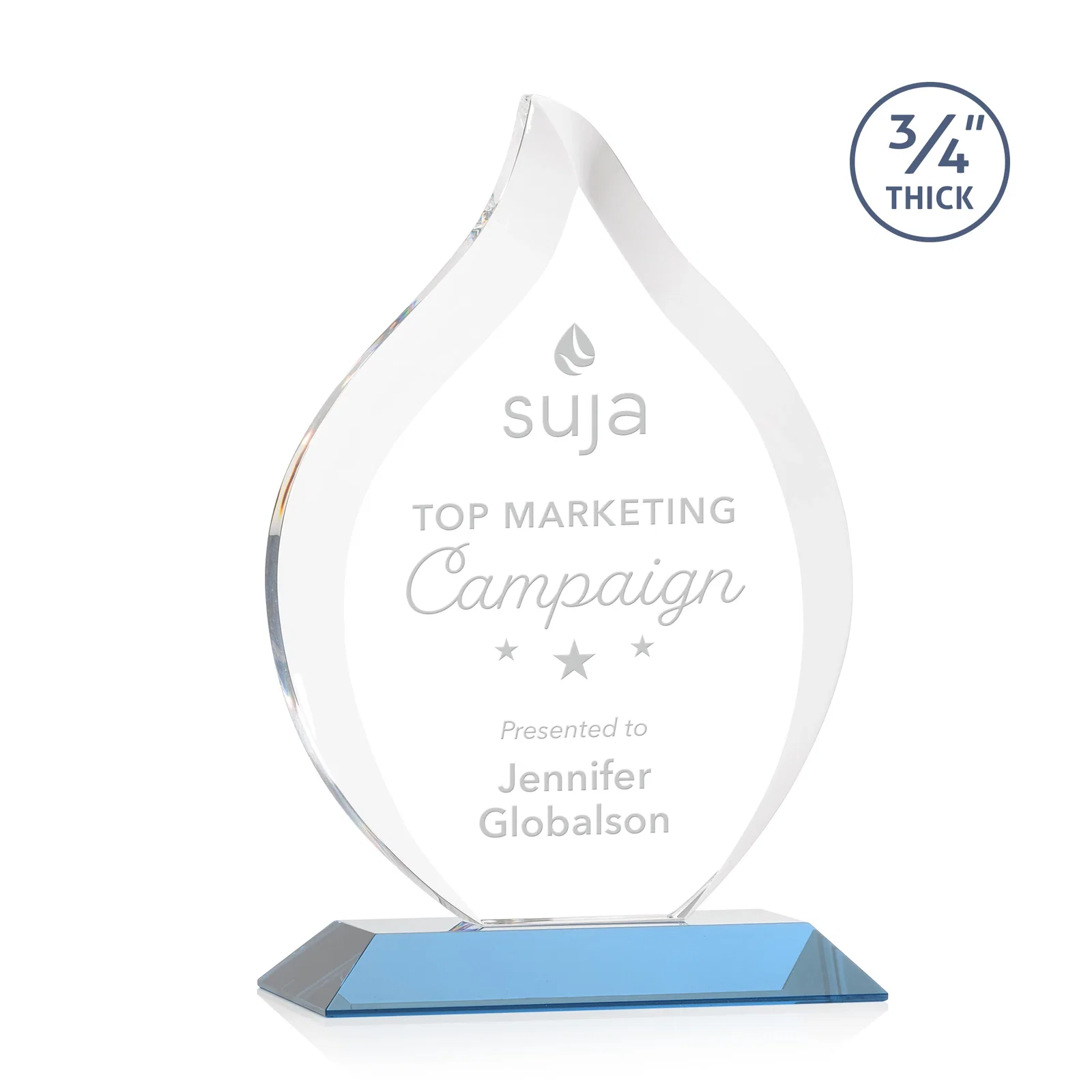 Promotional Starfire Crystal Flame Award With A Mitered Base for company anniversary events