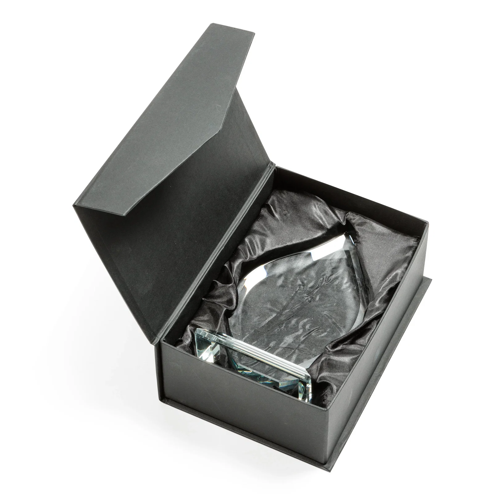 Custom Starfire Crystal Flame Award With A Mitered Base for retirement presentations