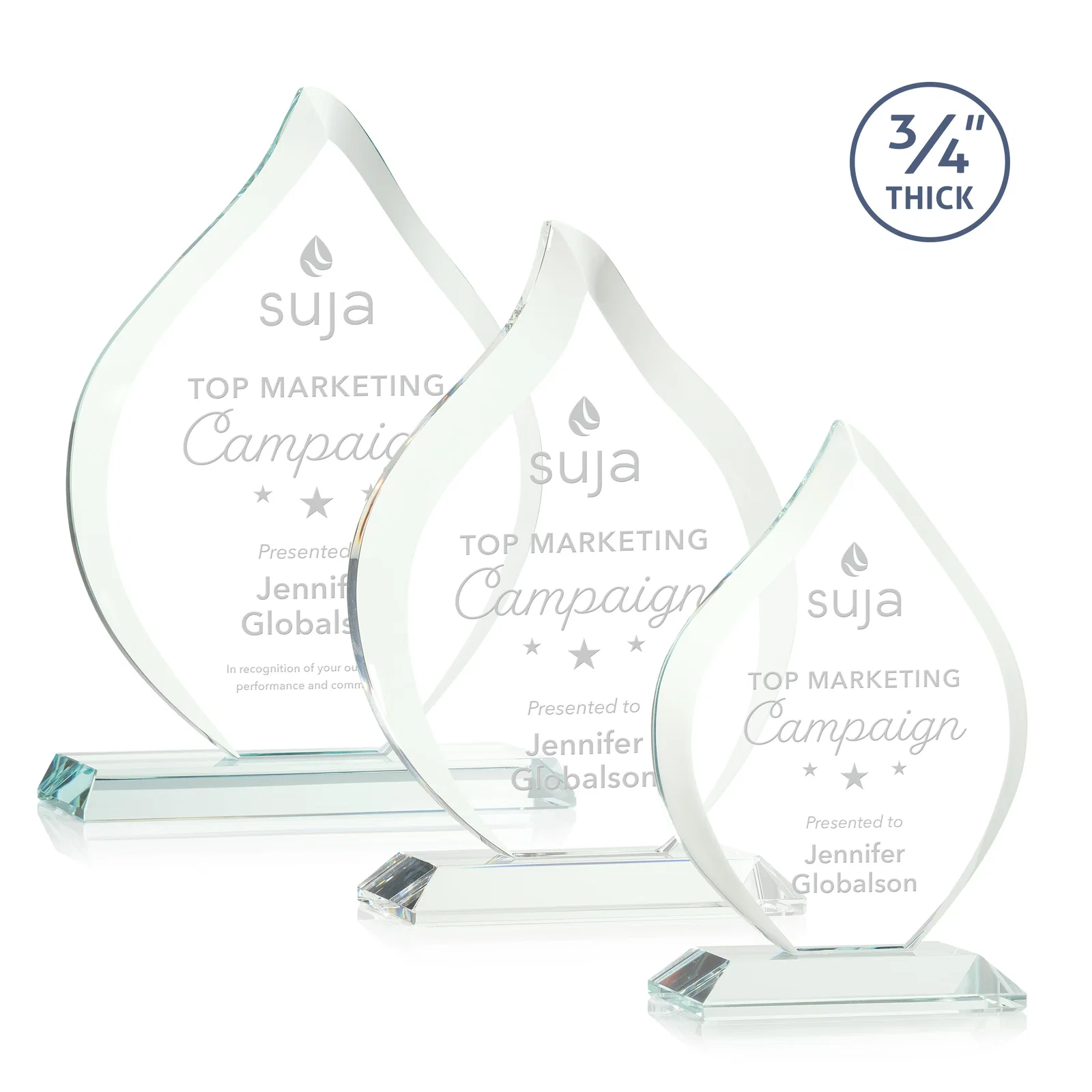 Custom Starfire Crystal Flame Award With A Mitered Base for team milestone celebrations