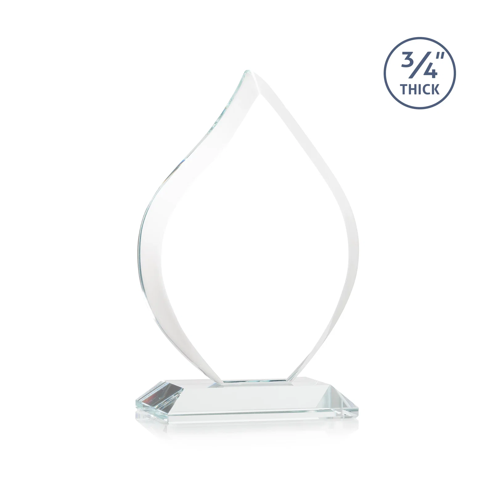 Custom engraved Starfire Crystal Flame Award With A Mitered Base for team milestone celebrations