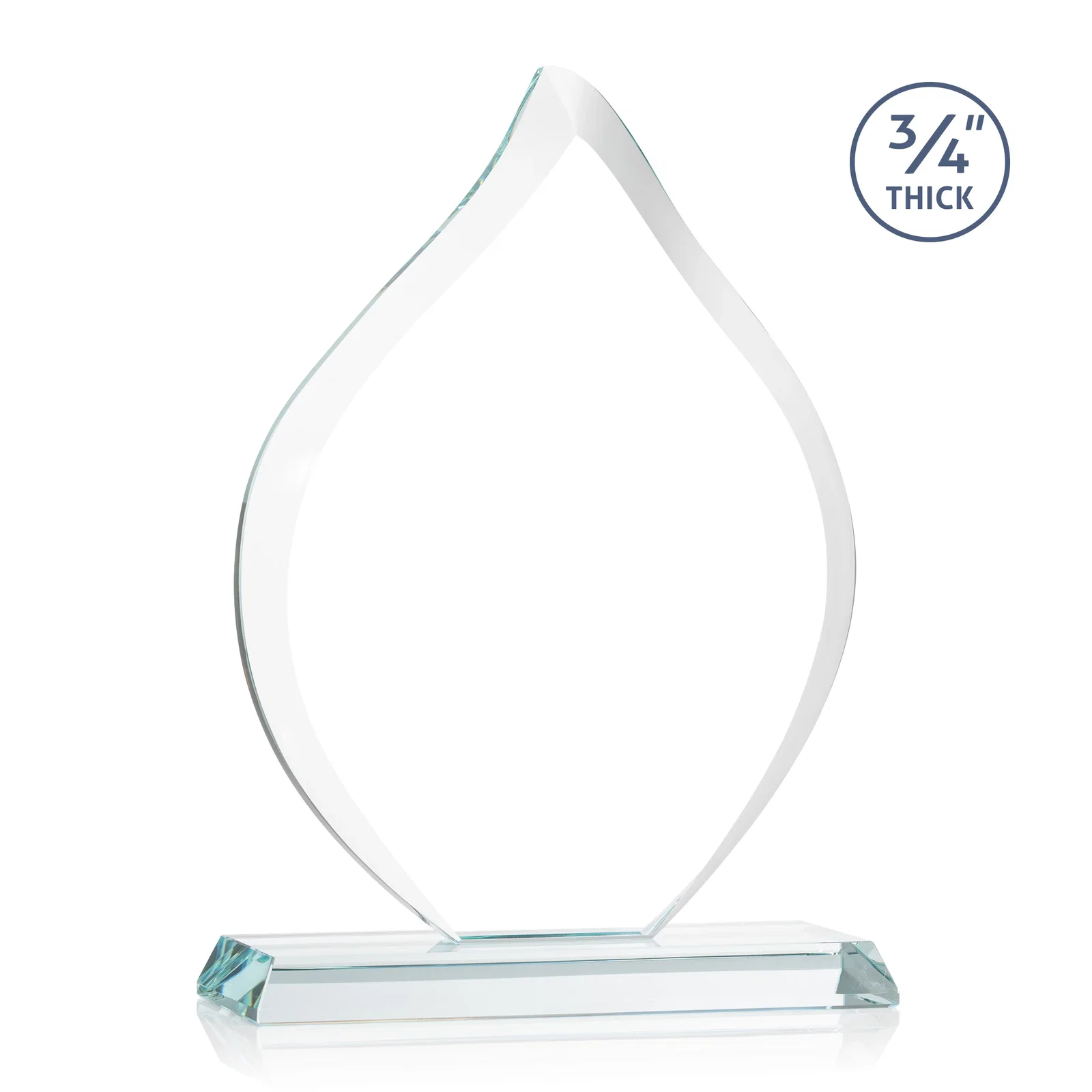 Custom engraved Starfire Crystal Flame Award With A Mitered Base for graduation ceremonies