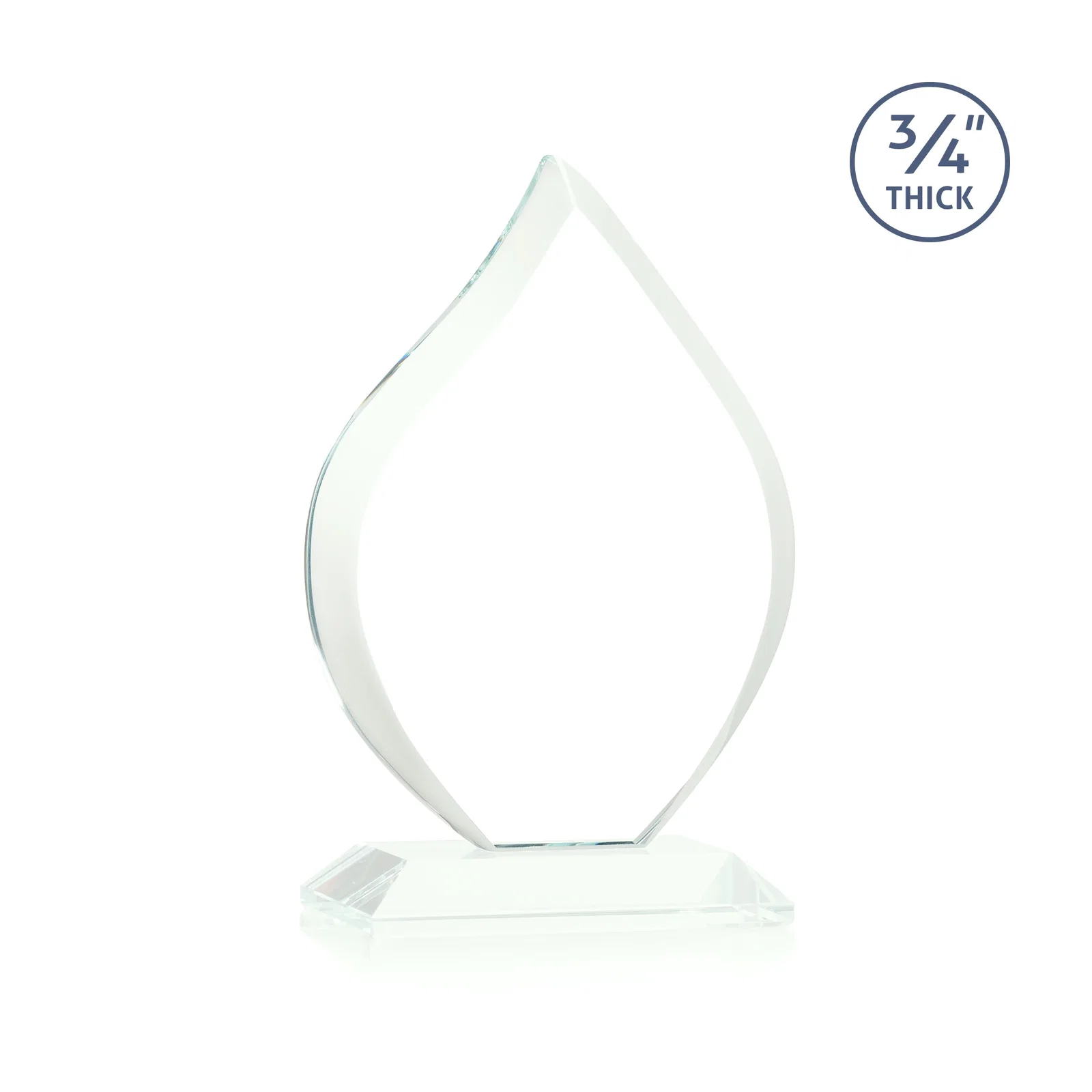 Custom engraved Starfire Crystal Flame Award With A Mitered Base for safety achievement programs