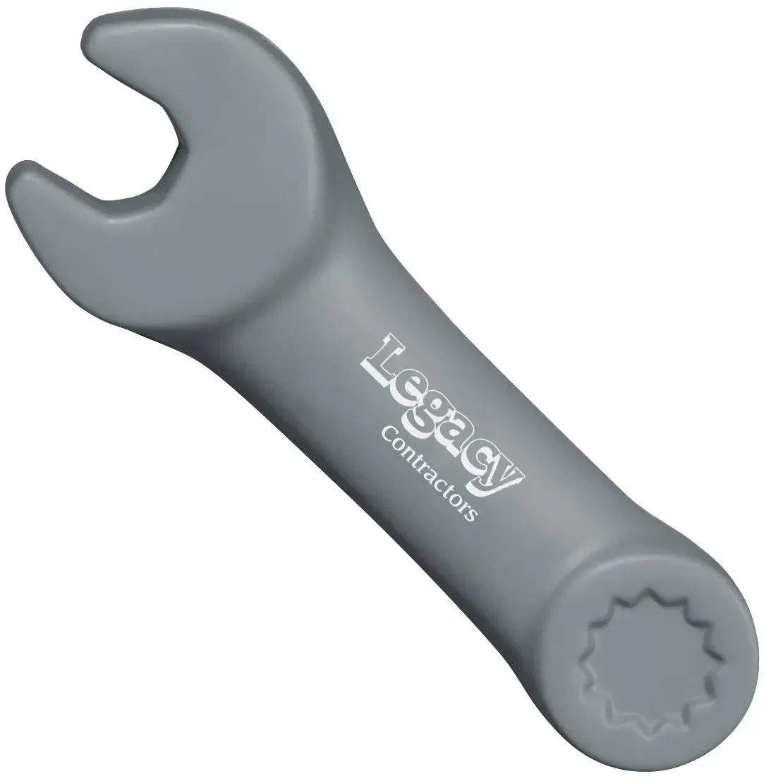 Wrench Stress Reliever, custom adjustable-wrench foam squeeze toy for branded hardware logo giveaways