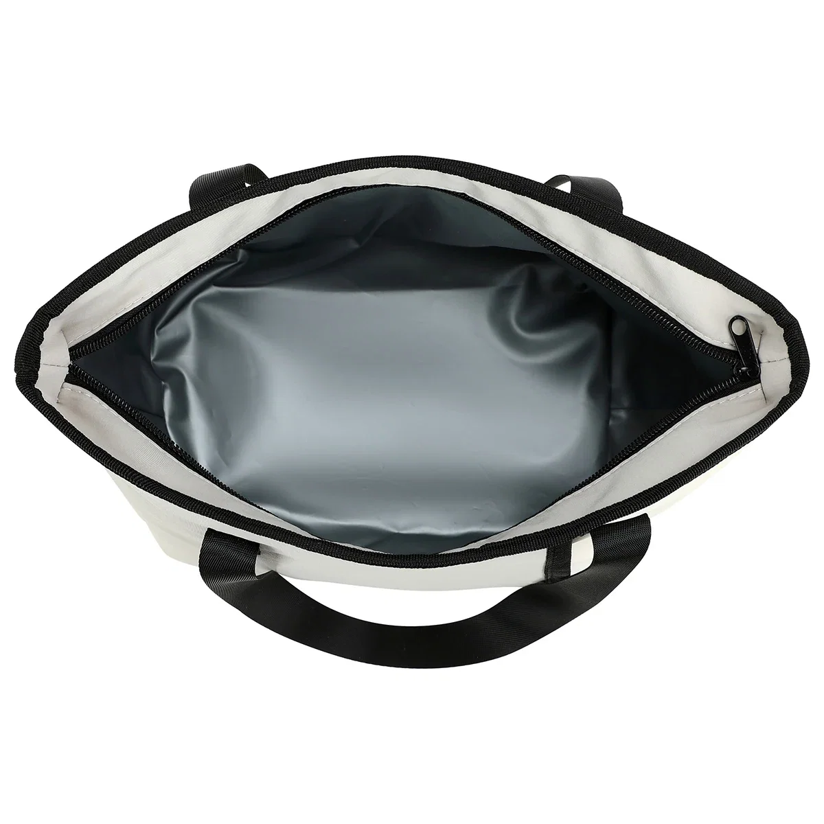 Wrightwood Lunch Cooler Tote shown open from above, interior view of the insulated lining and zipper closure