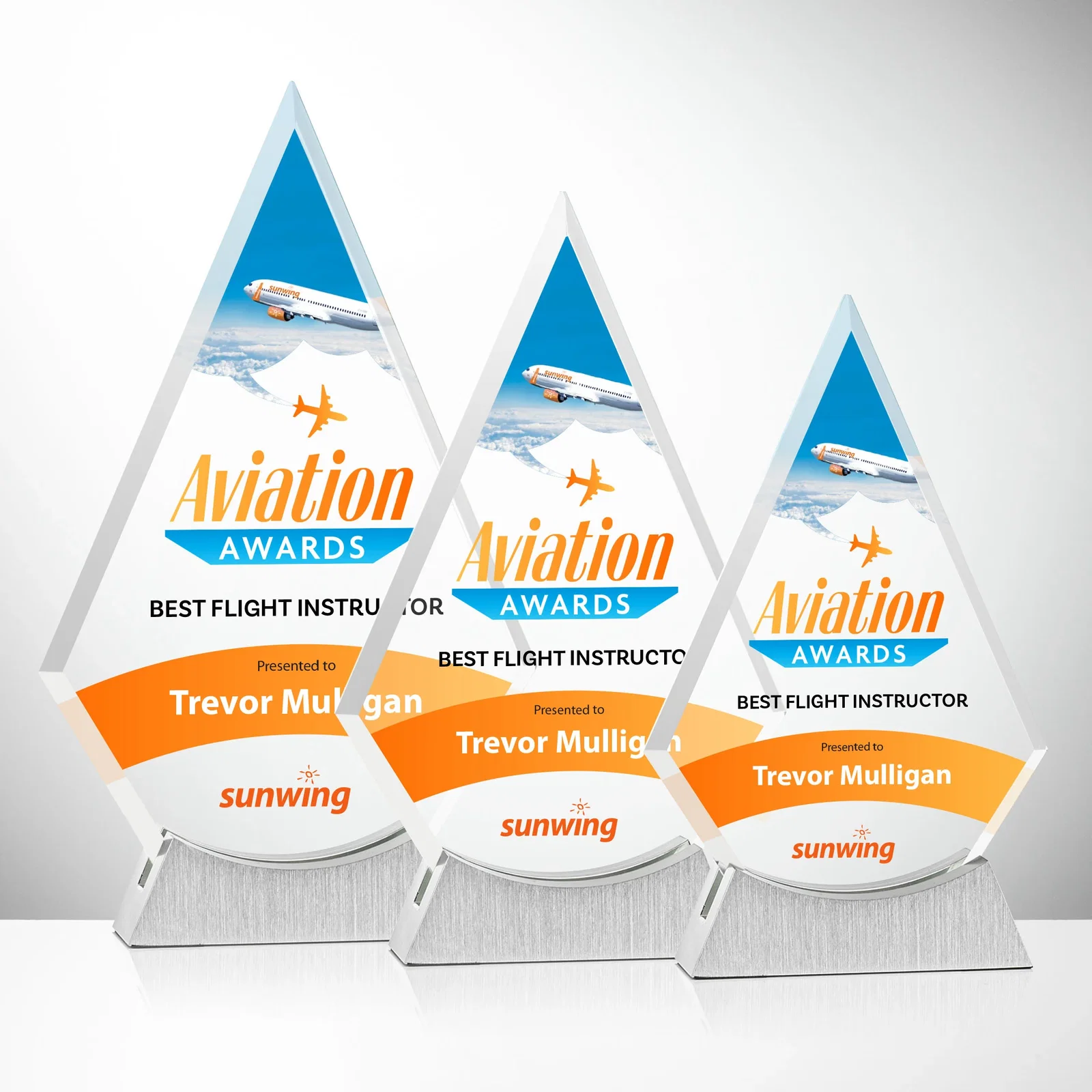 Custom Starfire Crystal Diamond Award on an Aluminum Base for employee recognition