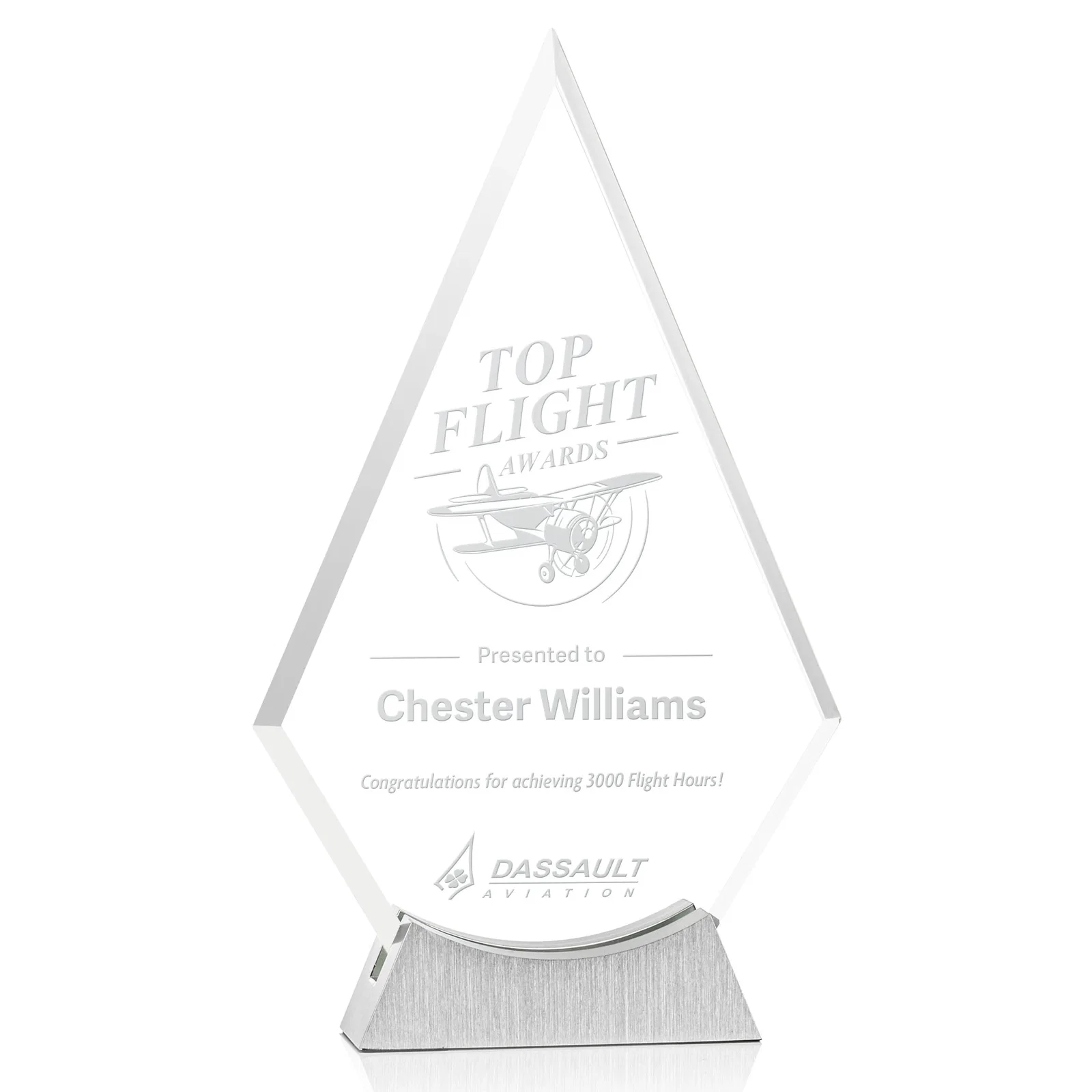 Custom Starfire Crystal Diamond Award on an Aluminum Base for safety achievement programs