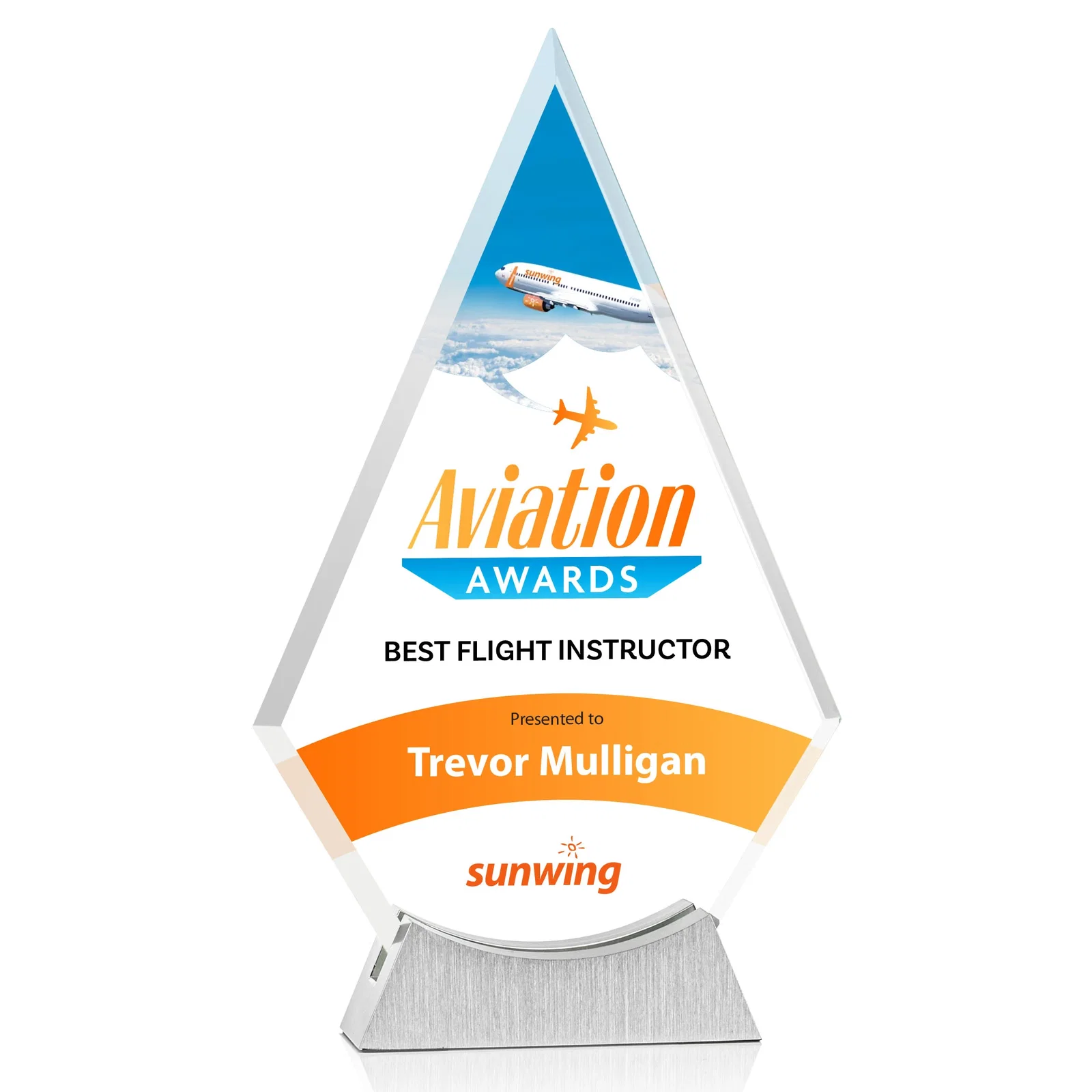 Custom Starfire Crystal Diamond Award on an Aluminum Base for sales achievement awards