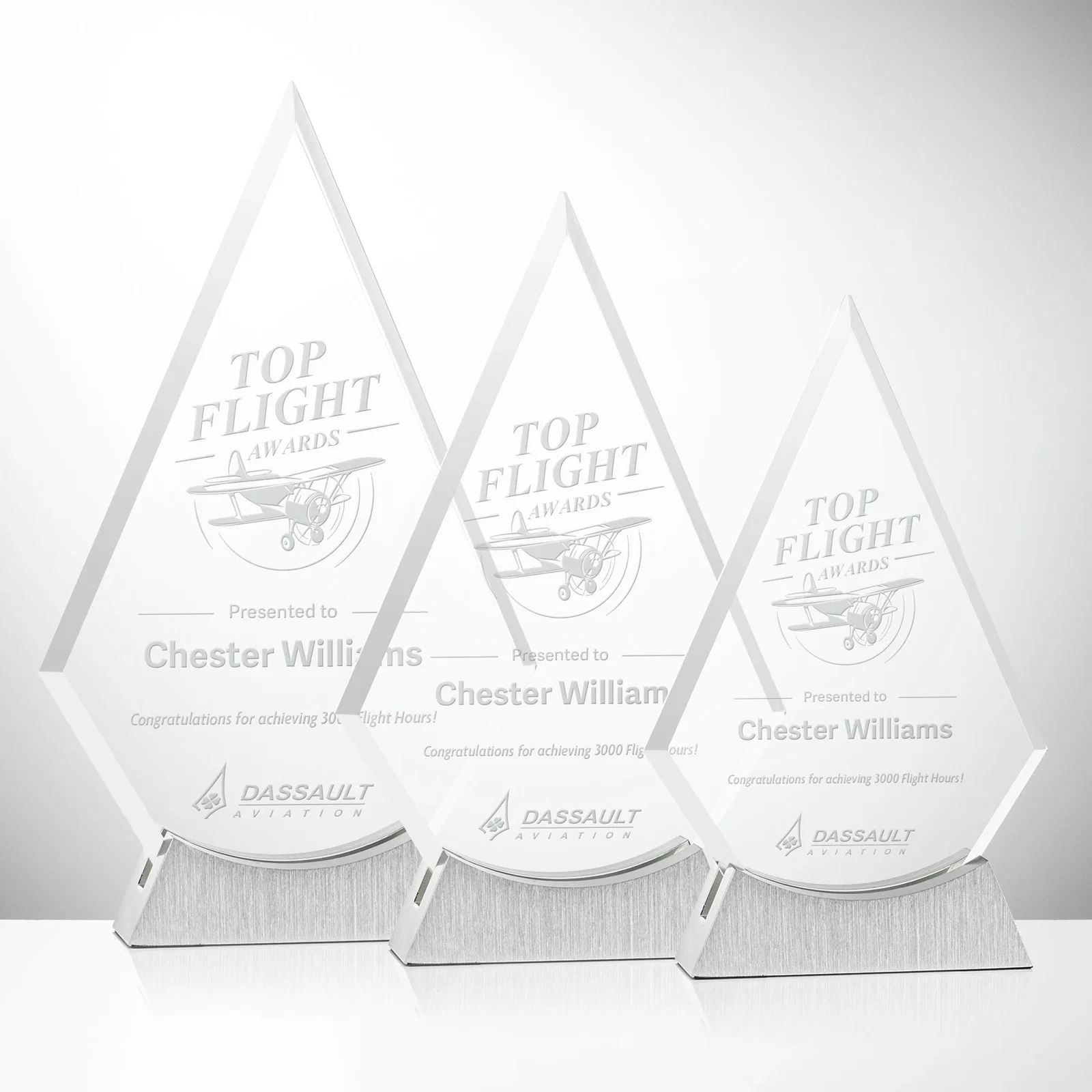 Custom Starfire Crystal Diamond Award on an Aluminum Base for team milestone celebrations