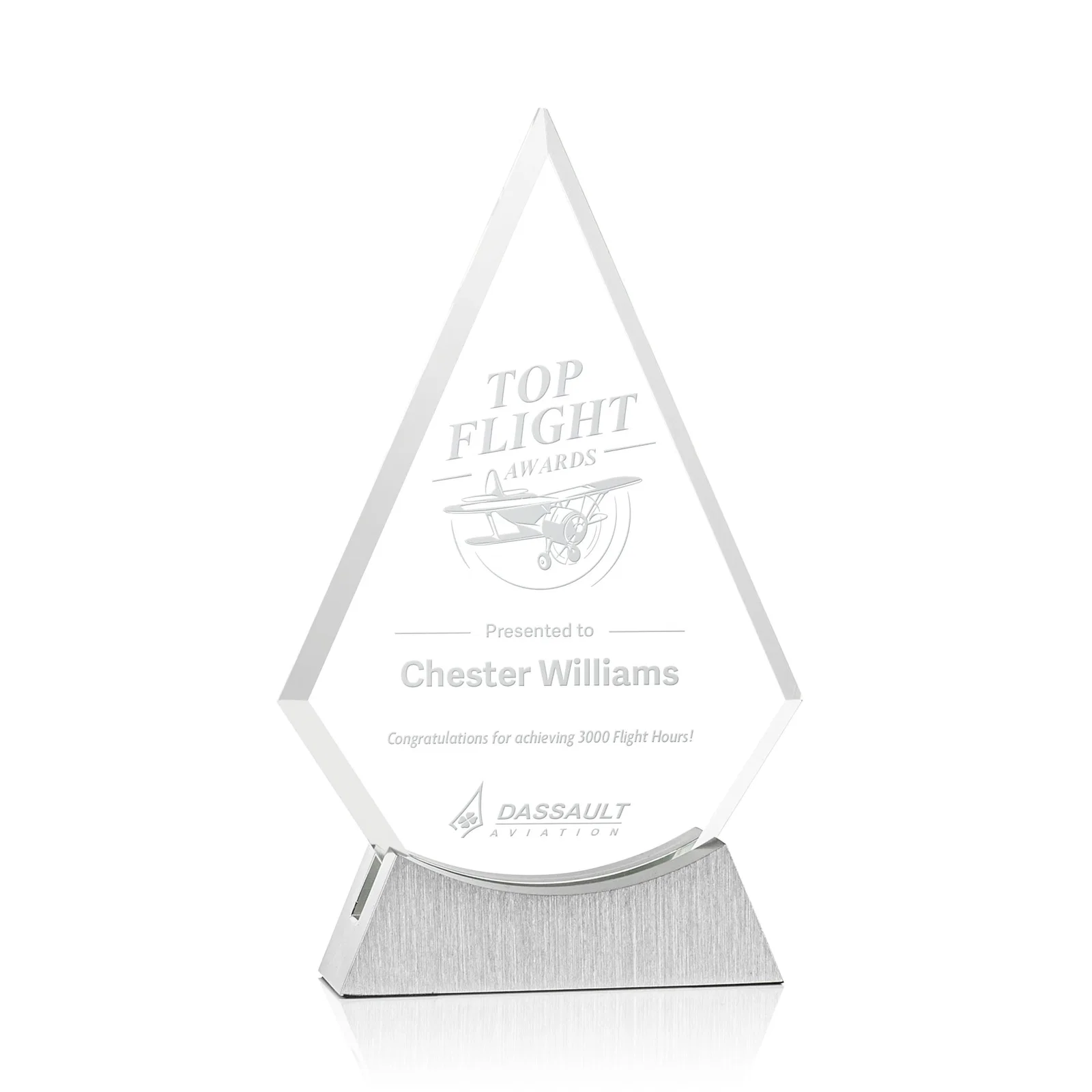 Custom Starfire Crystal Diamond Award on an Aluminum Base for donor appreciation