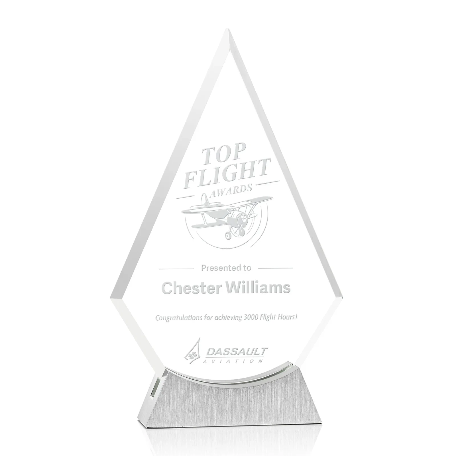 Custom Starfire Crystal Diamond Award on an Aluminum Base for graduation ceremonies