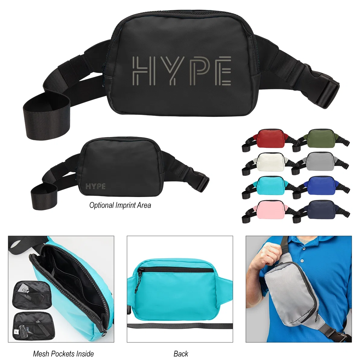 Belt bag with an adjustable strap for carrying essentials hands free