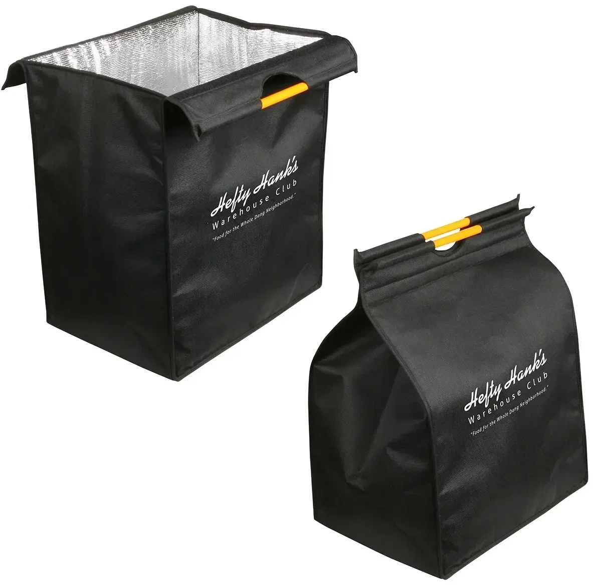 Custom XL insulated RPET shopping bag, branded eco tote front view with logo area