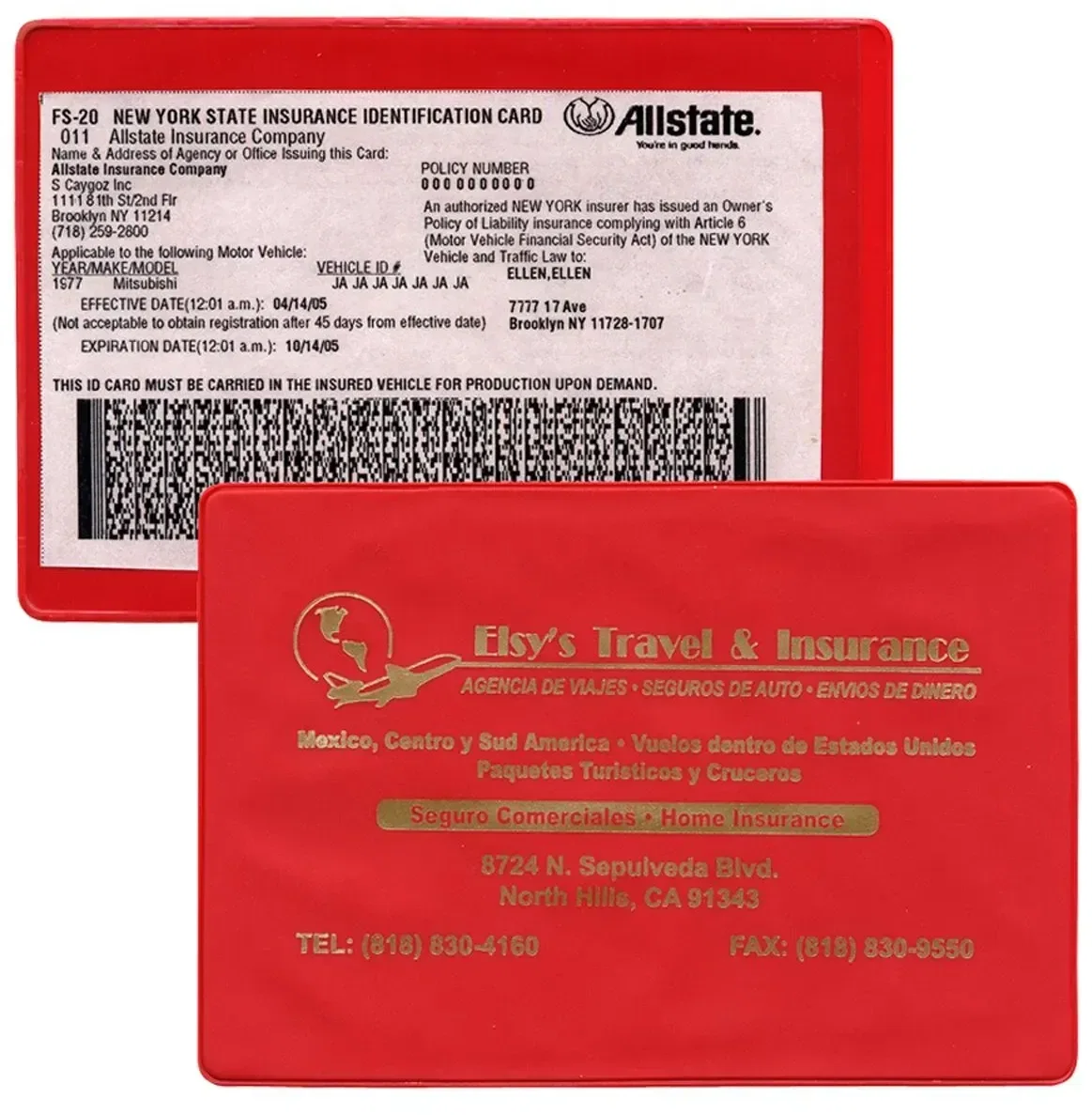 XL Large Insurance Card Holder