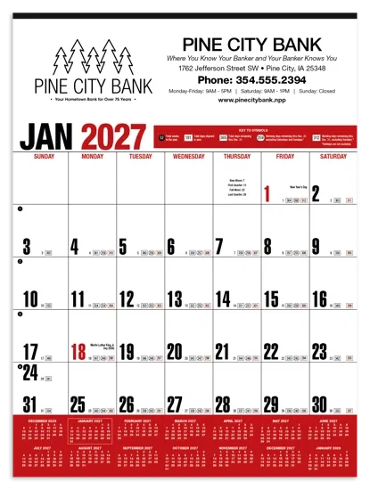HotLine® Products Yearly Record® Red Calendar