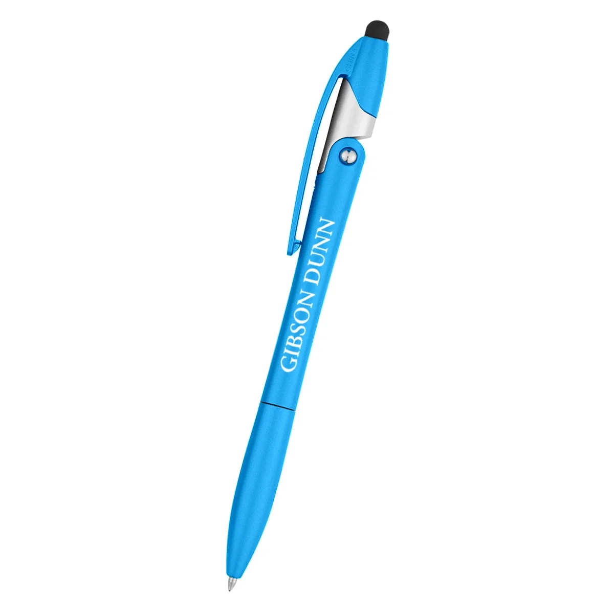 Red stylus tip resting against a touch screen