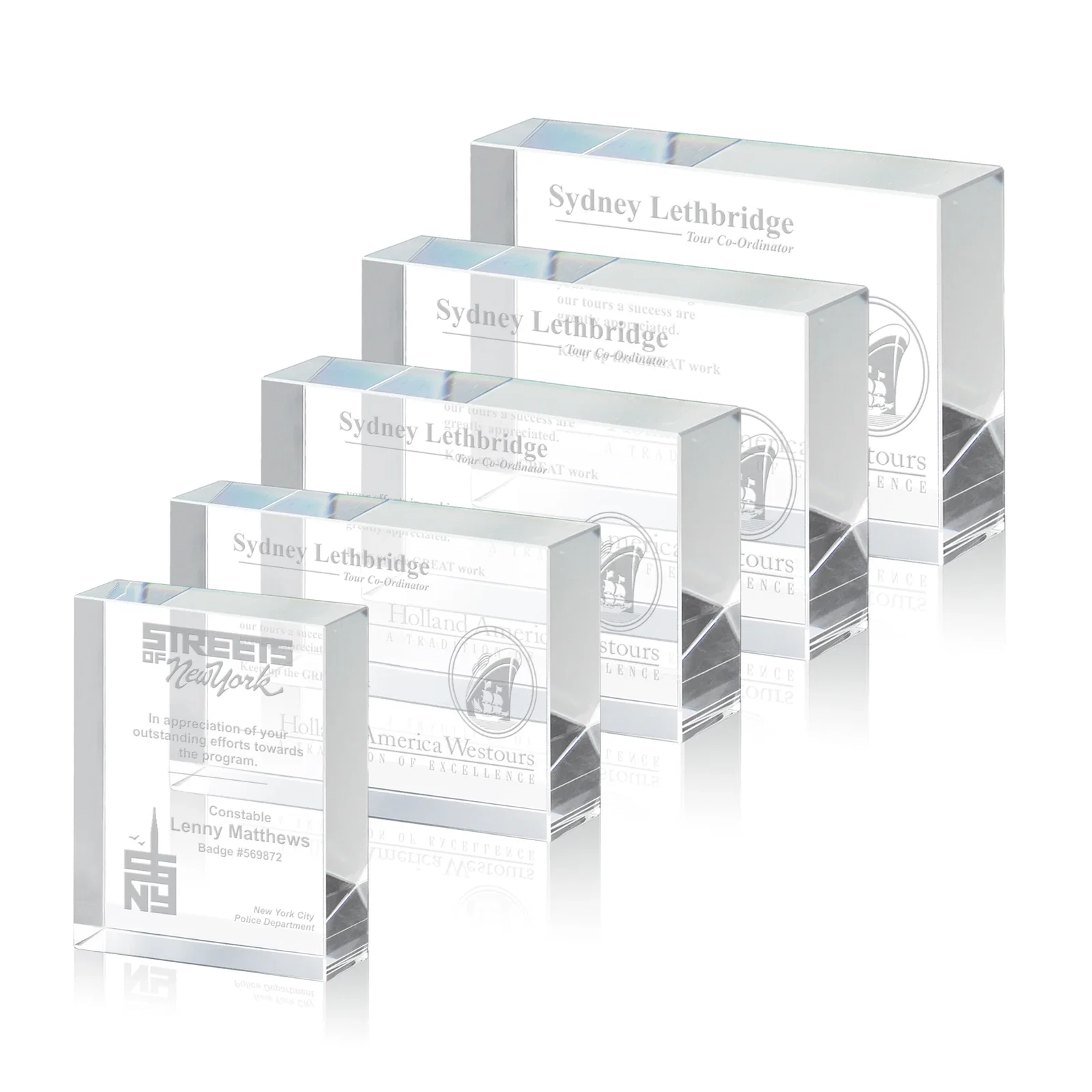 Custom Extra Thick Freestanding Optical Crystal Rectangle Award, awards for employee recognition