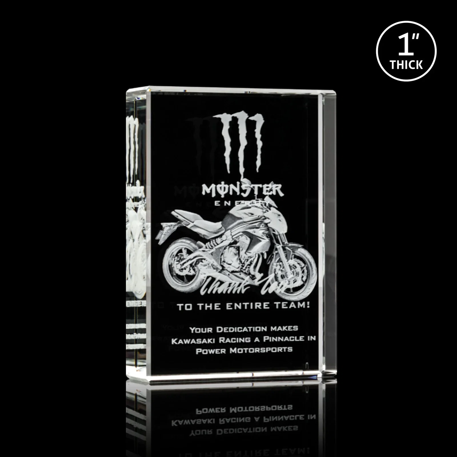 Custom Extra Thick Freestanding Optical Crystal Rectangle Award, awards for volunteer appreciation