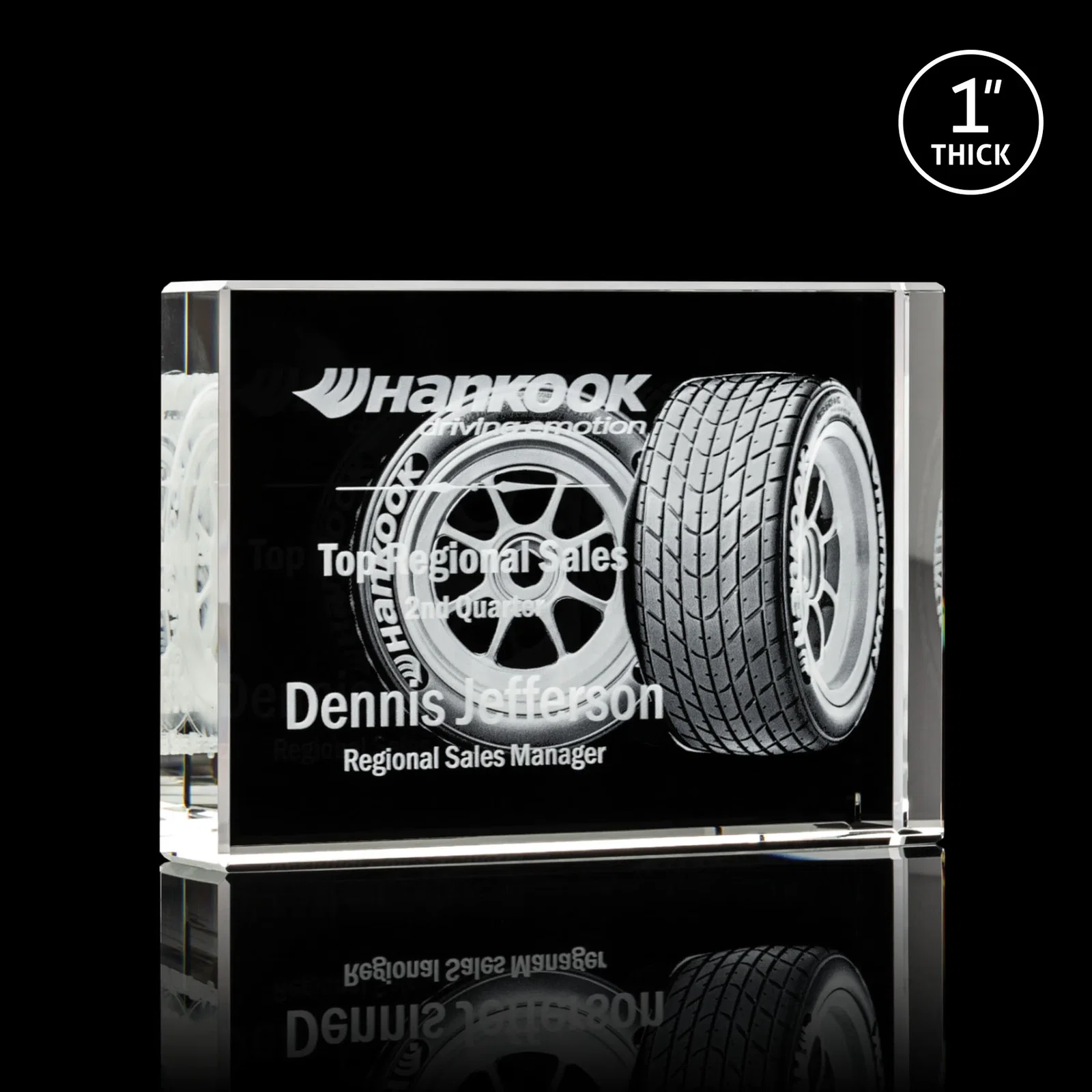 Custom Extra Thick Freestanding Optical Crystal Rectangle Award, awards for dealer and partner awards