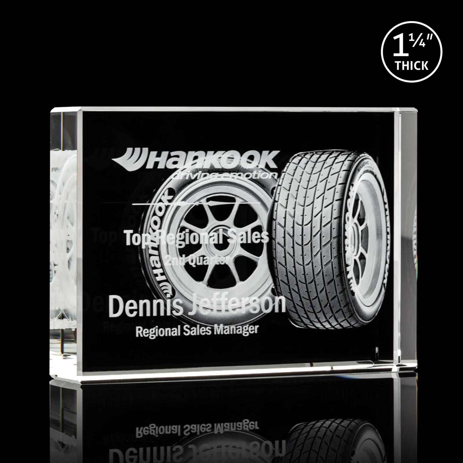 Personalized Extra Thick Freestanding Optical Crystal Rectangle Award, awards for service anniversary gifts