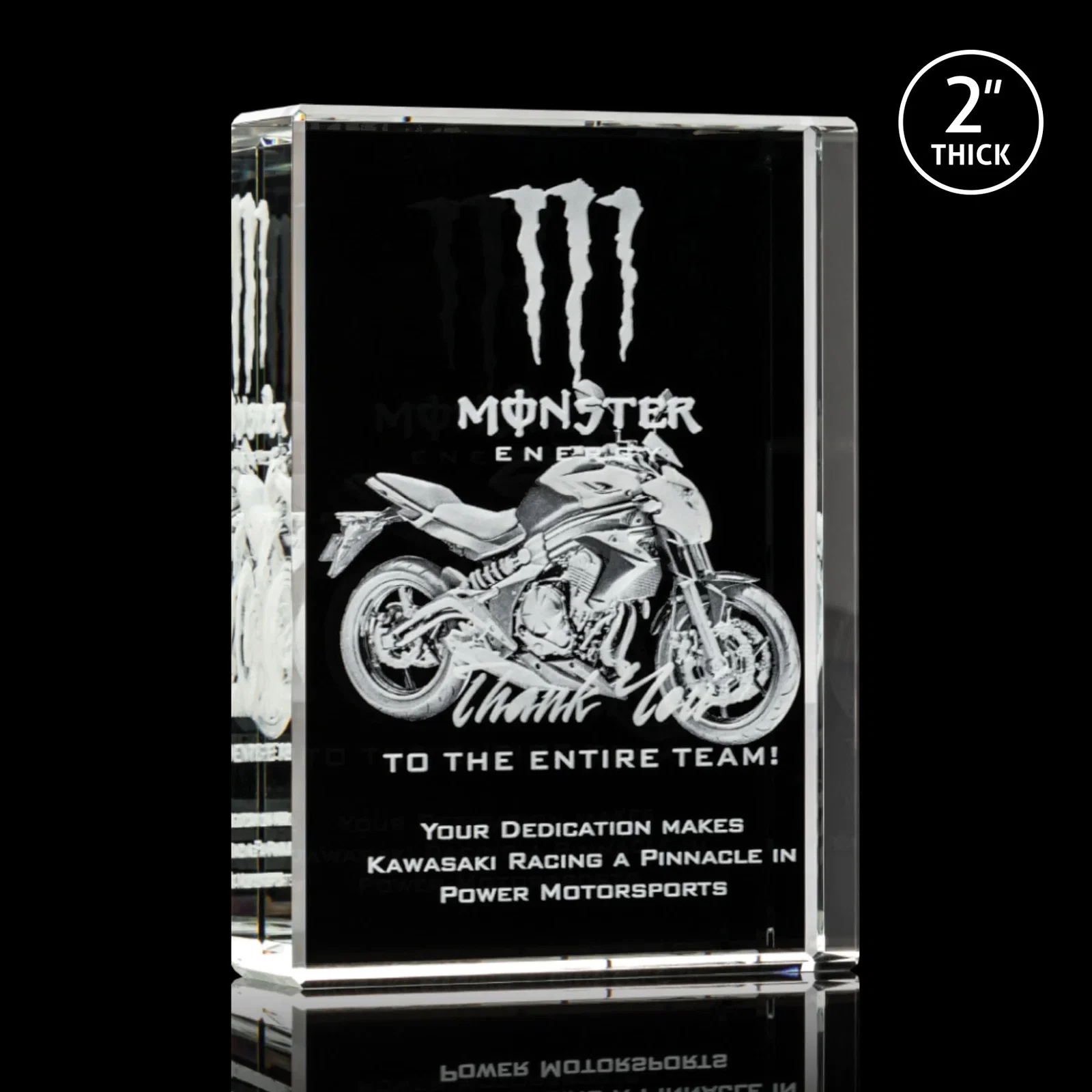 Personalized Extra Thick Freestanding Optical Crystal Rectangle Award, awards for team milestone celebrations