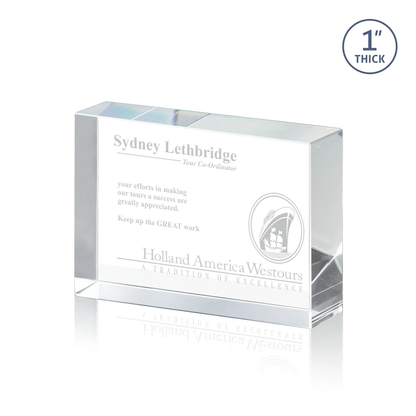 Custom Extra Thick Freestanding Optical Crystal Rectangle Award, awards for corporate award ceremonies