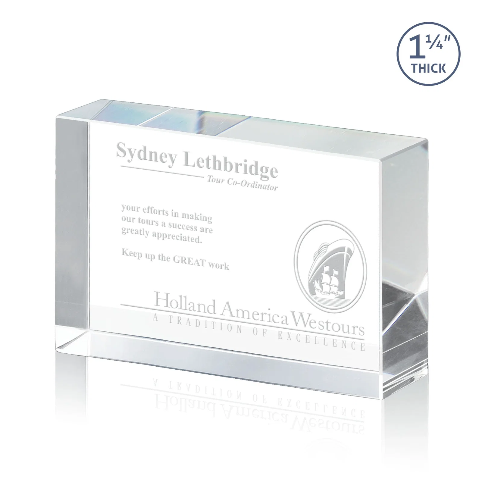 Custom Extra Thick Freestanding Optical Crystal Rectangle Award, awards for sales achievement awards